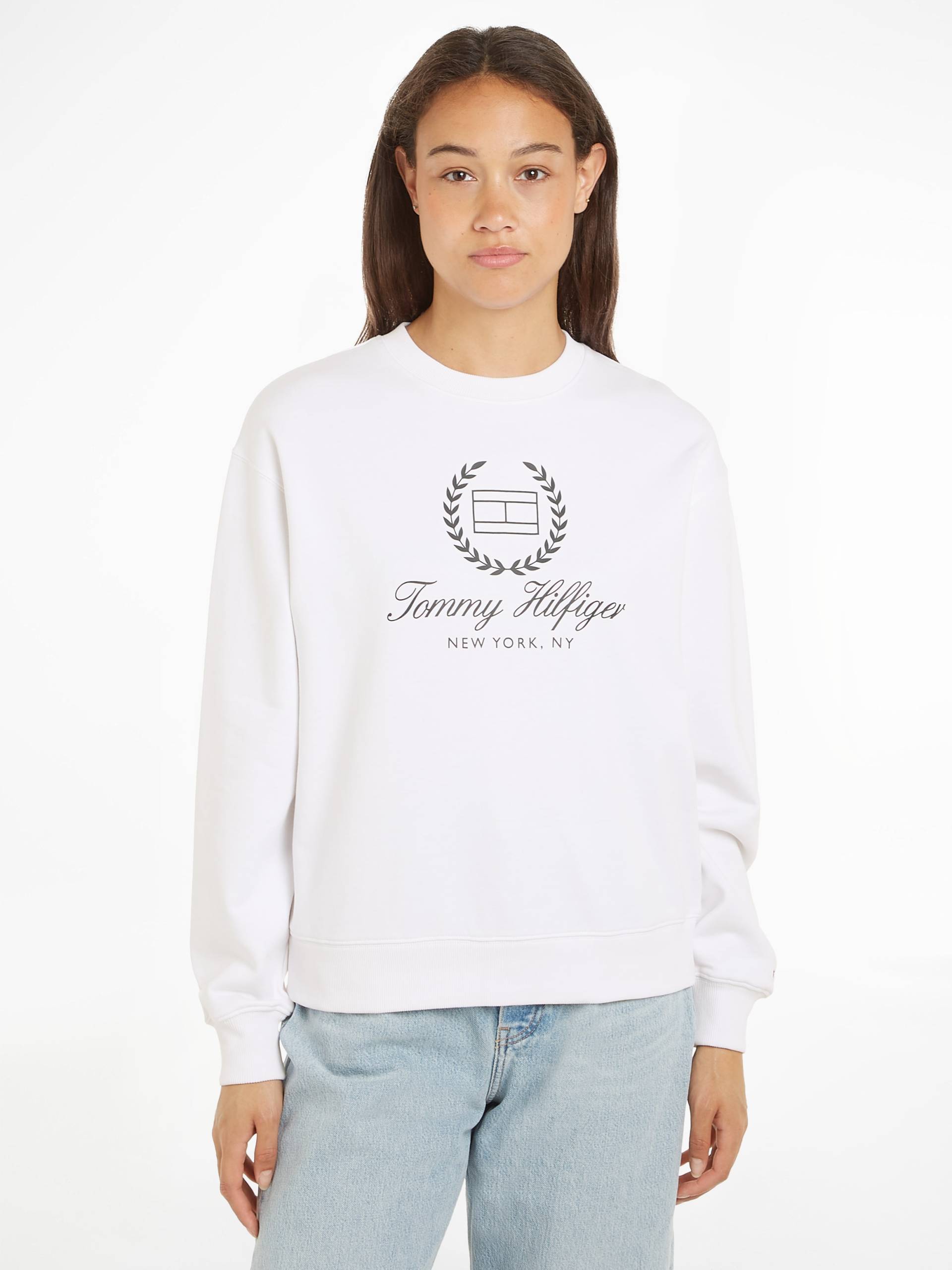 Tommy Hilfiger Sweatshirt »REG FLAG SCRIPT CNK SWTSHRT«, mit Logodruck auf der Brust von TOMMY HILFIGER