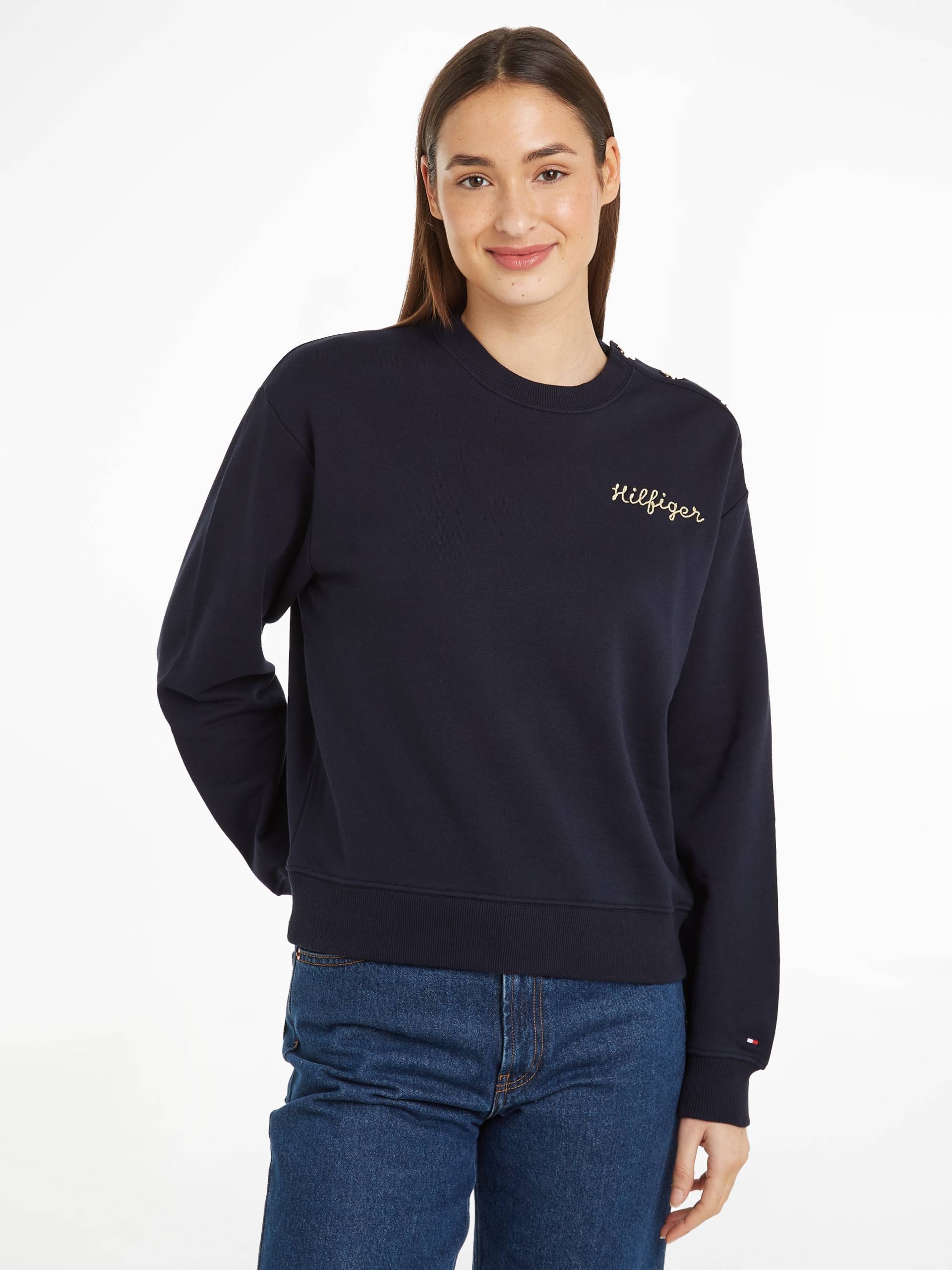 Tommy Hilfiger Sweatshirt »REG GOLD BUTTON SWEATSHIRT«, mit goldfarbenen Knöpfen auf der Schulter, Logostickerei von TOMMY HILFIGER