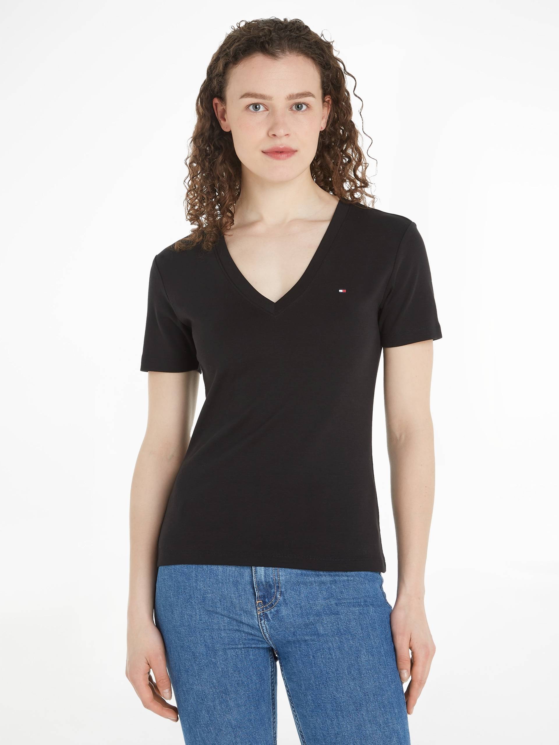 Tommy Hilfiger T-Shirt »SLIM CODY V-NK SS«, mit Logostickerei von TOMMY HILFIGER