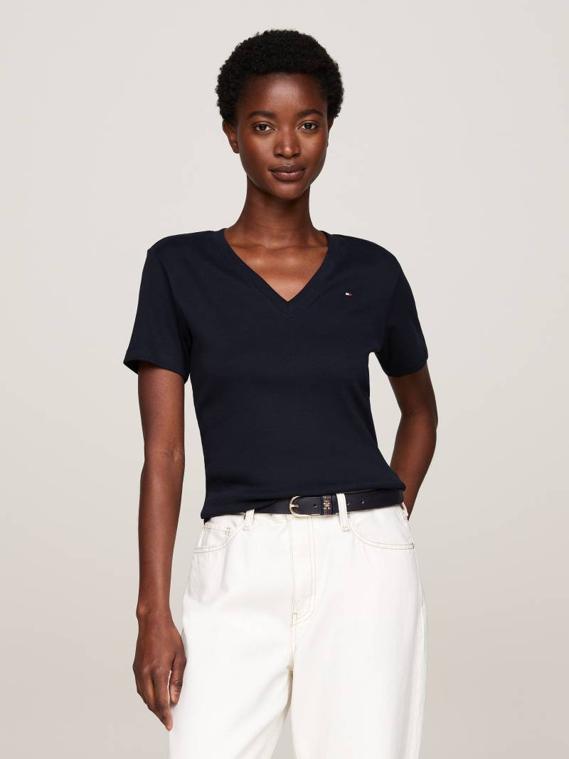 Tommy Hilfiger T-Shirt »SLIM CODY V-NK SS«, mit Logostickerei von TOMMY HILFIGER