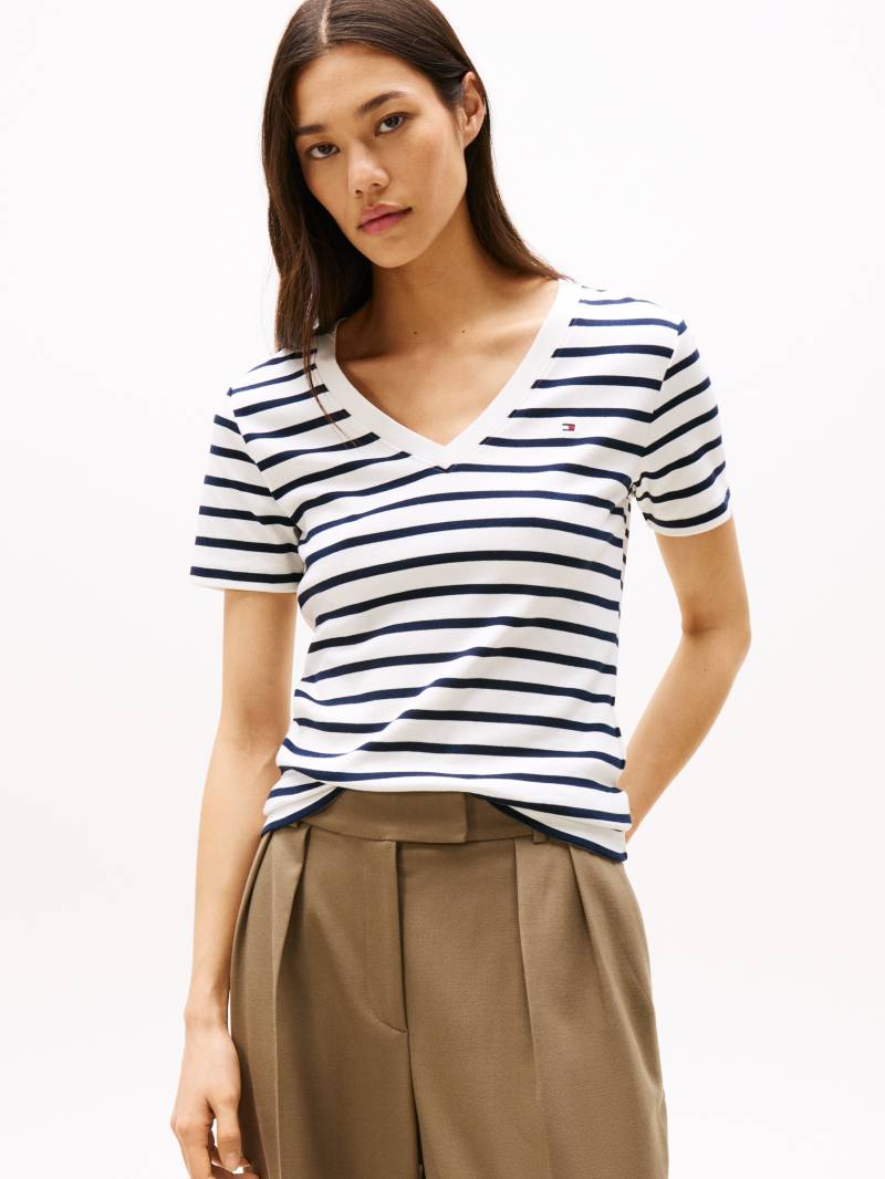 Tommy Hilfiger T-Shirt »SLIM CODY V-NK SS«, mit Logostickerei von TOMMY HILFIGER