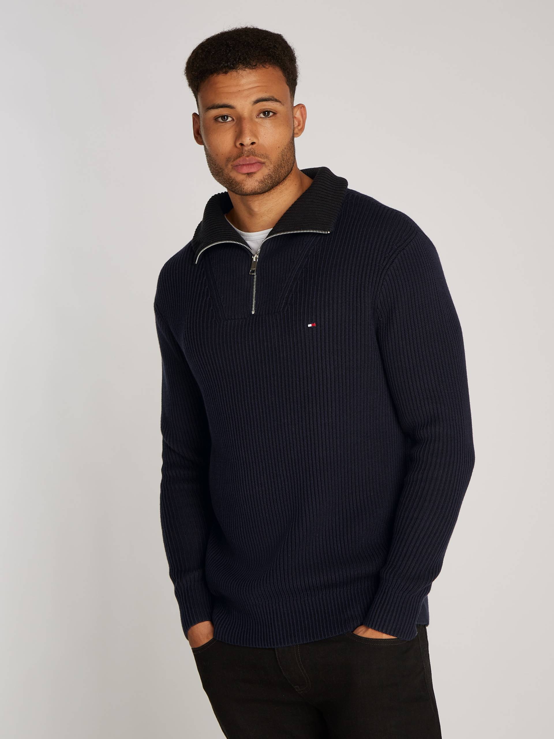 Tommy Hilfiger Troyer »CHUNKY COTTON RIB NAUTICAL ZP MK« von TOMMY HILFIGER