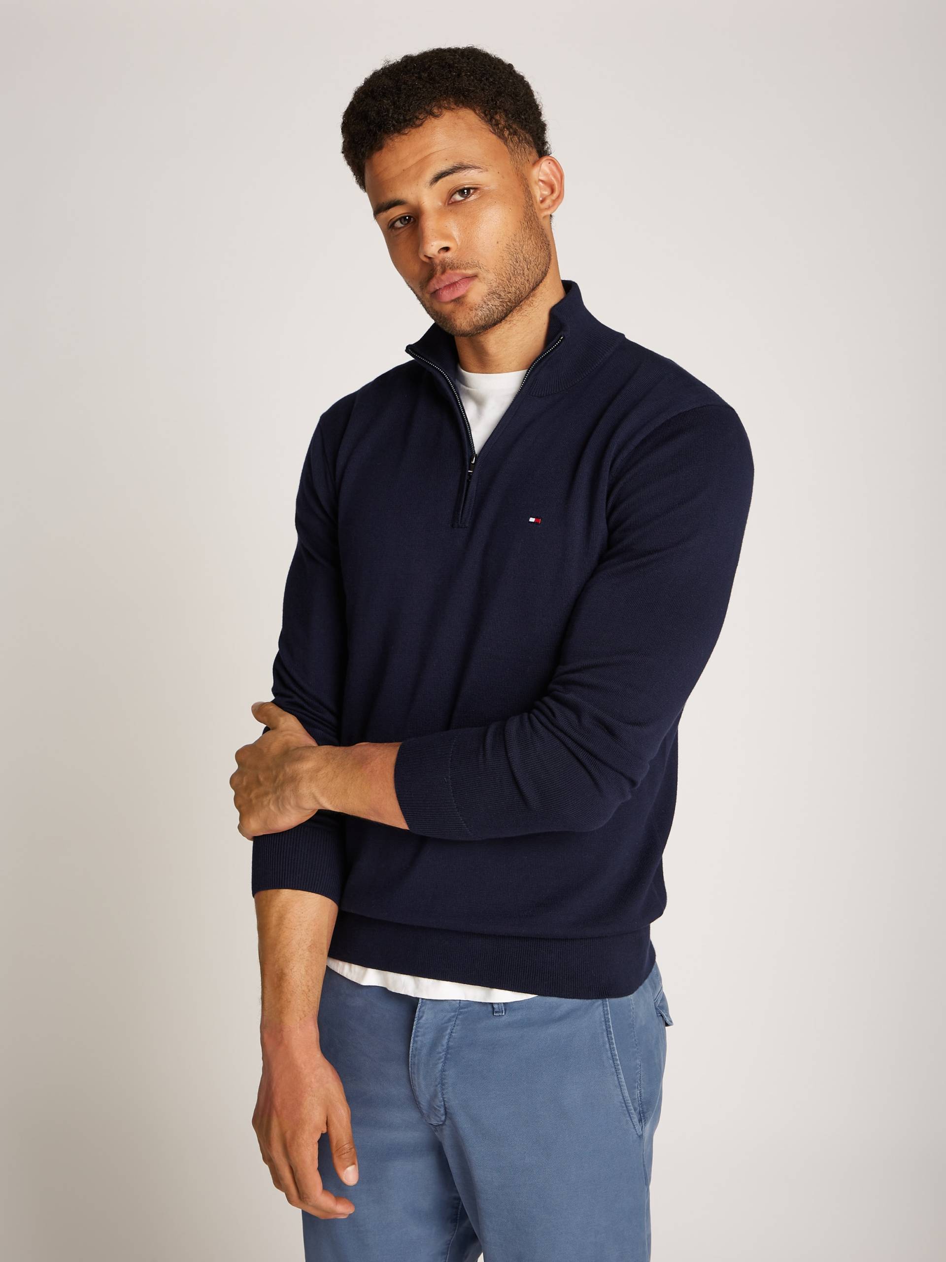 Tommy Hilfiger Troyer »ESSENTIAL COTTON ZIP MOCK« von TOMMY HILFIGER