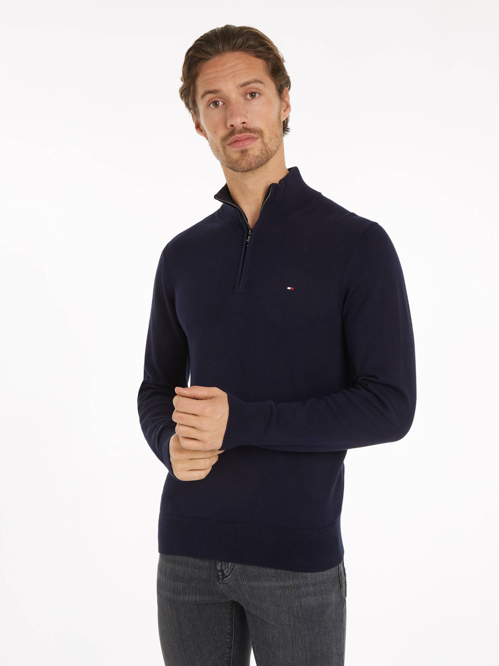 Tommy Hilfiger Troyer »PIMA ORG CTN CASHMERE ZIP MOCK« von TOMMY HILFIGER