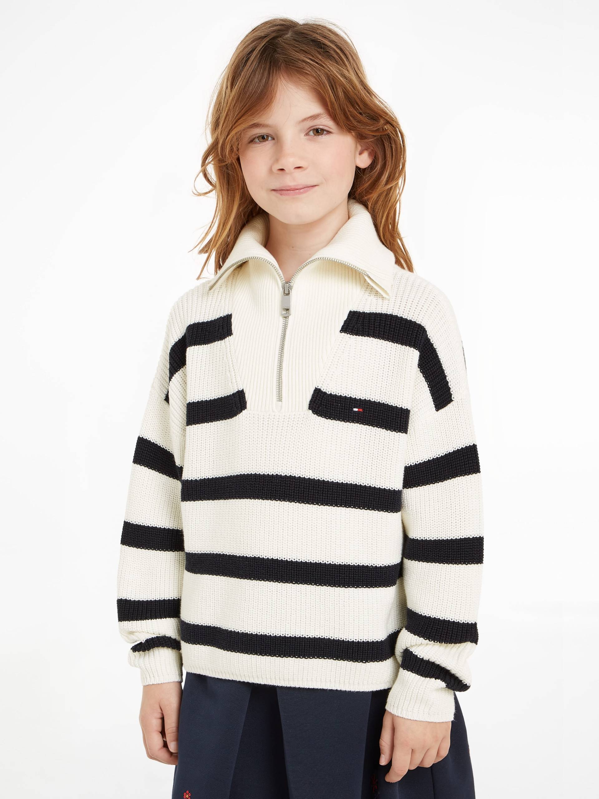 Tommy Hilfiger Troyer »STRIPE HALF ZIP SWEATER«, Kinder bis 16 Jahre mit Logoprägung von TOMMY HILFIGER