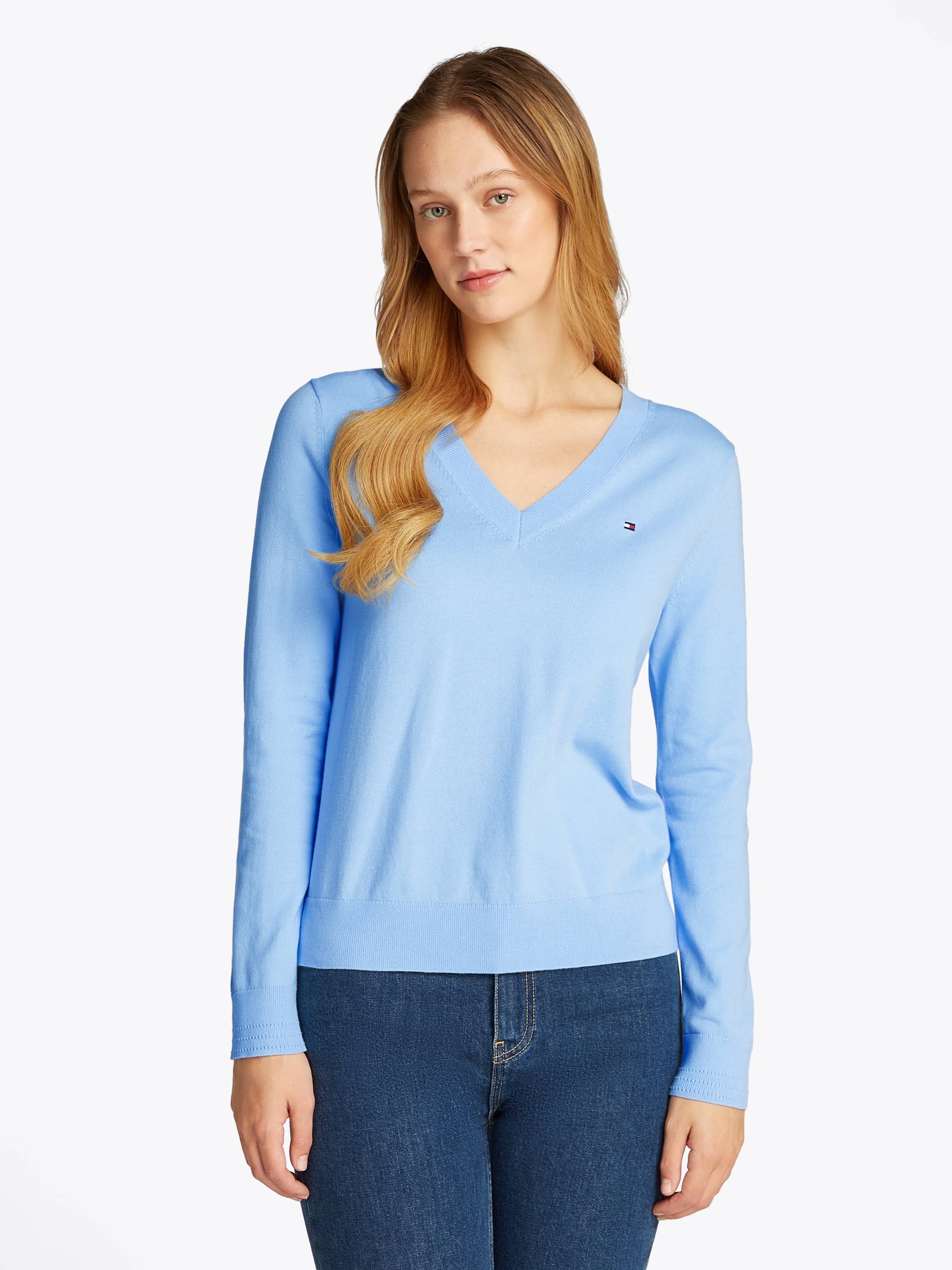 Tommy Hilfiger V-Ausschnitt-Pullover, mit Logo-Stickerei Tommy Hilfiger V-Ausschnitt-Pullover, mit Logo-Stickerei von TOMMY HILFIGER