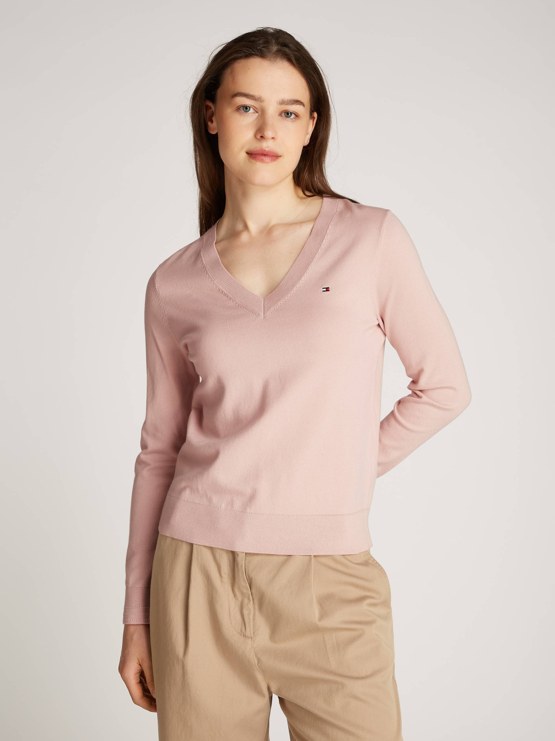 Tommy Hilfiger V-Ausschnitt-Pullover, mit Logo-Stickerei Tommy Hilfiger V-Ausschnitt-Pullover, mit Logo-Stickerei von TOMMY HILFIGER