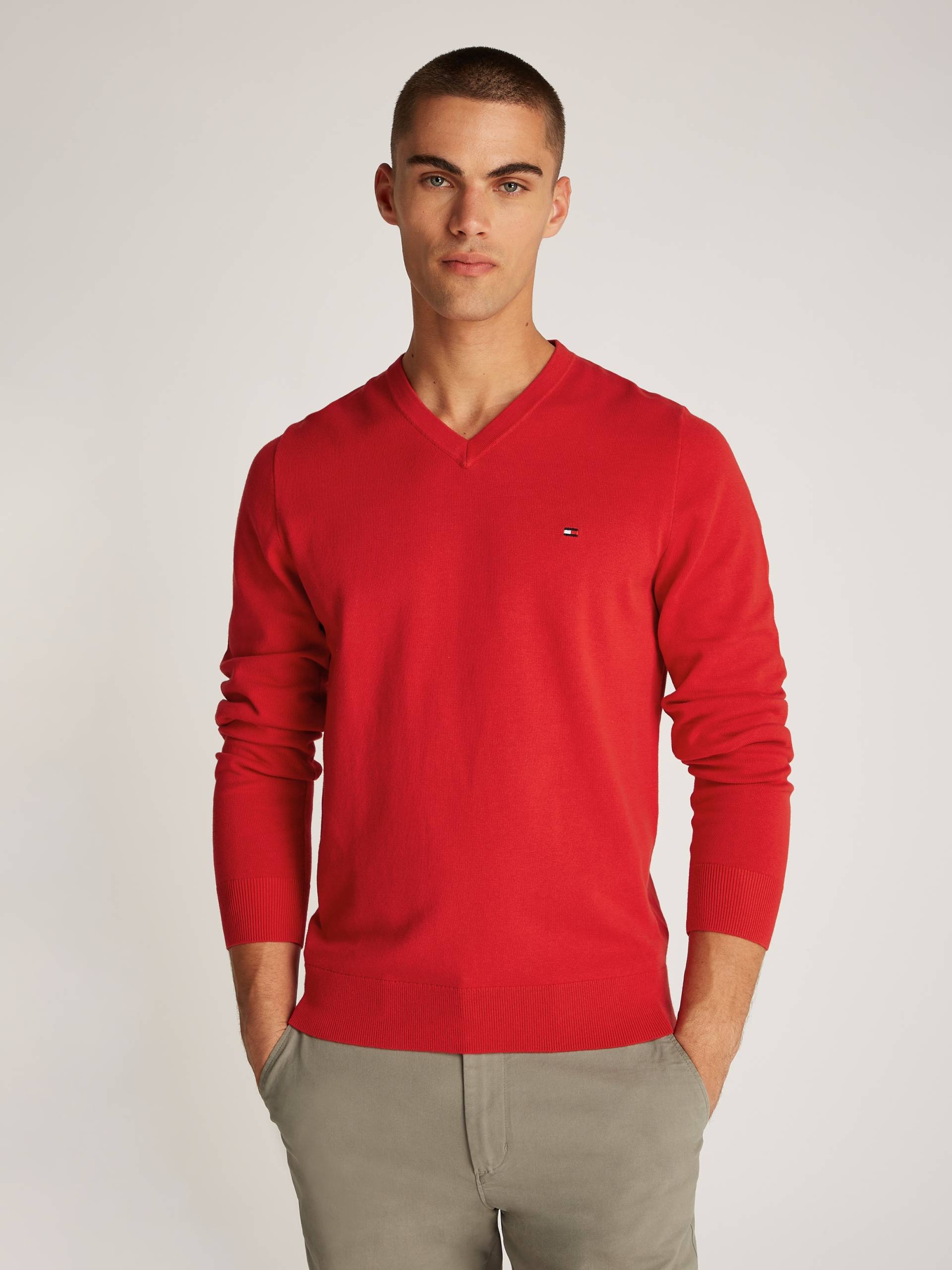 Tommy Hilfiger V-Ausschnitt-Pullover »CLASSIC COTTON V NECK« von TOMMY HILFIGER