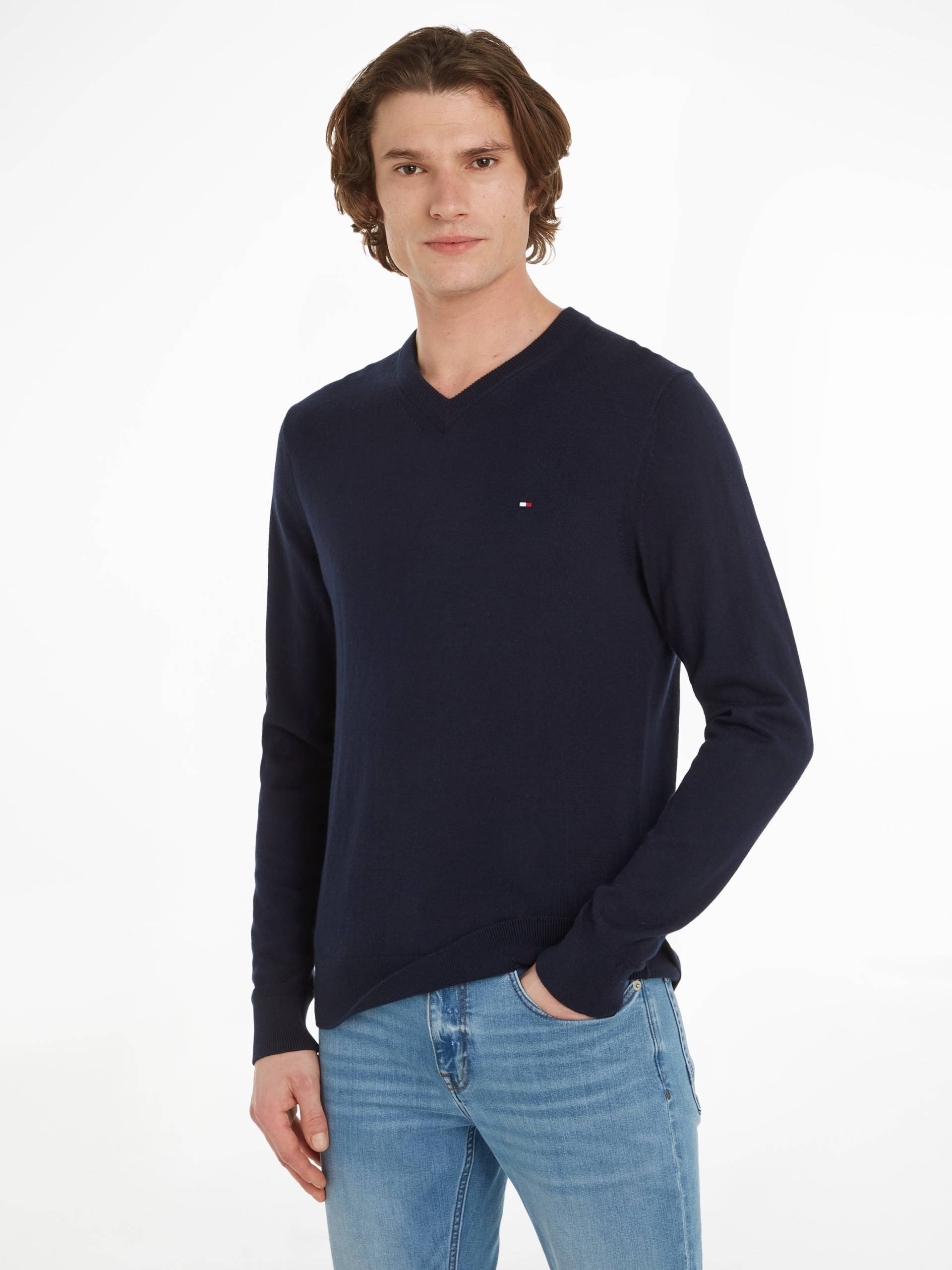 Tommy Hilfiger V-Ausschnitt-Pullover »PIMA ORG CTN CASHMERE V NECK« von TOMMY HILFIGER