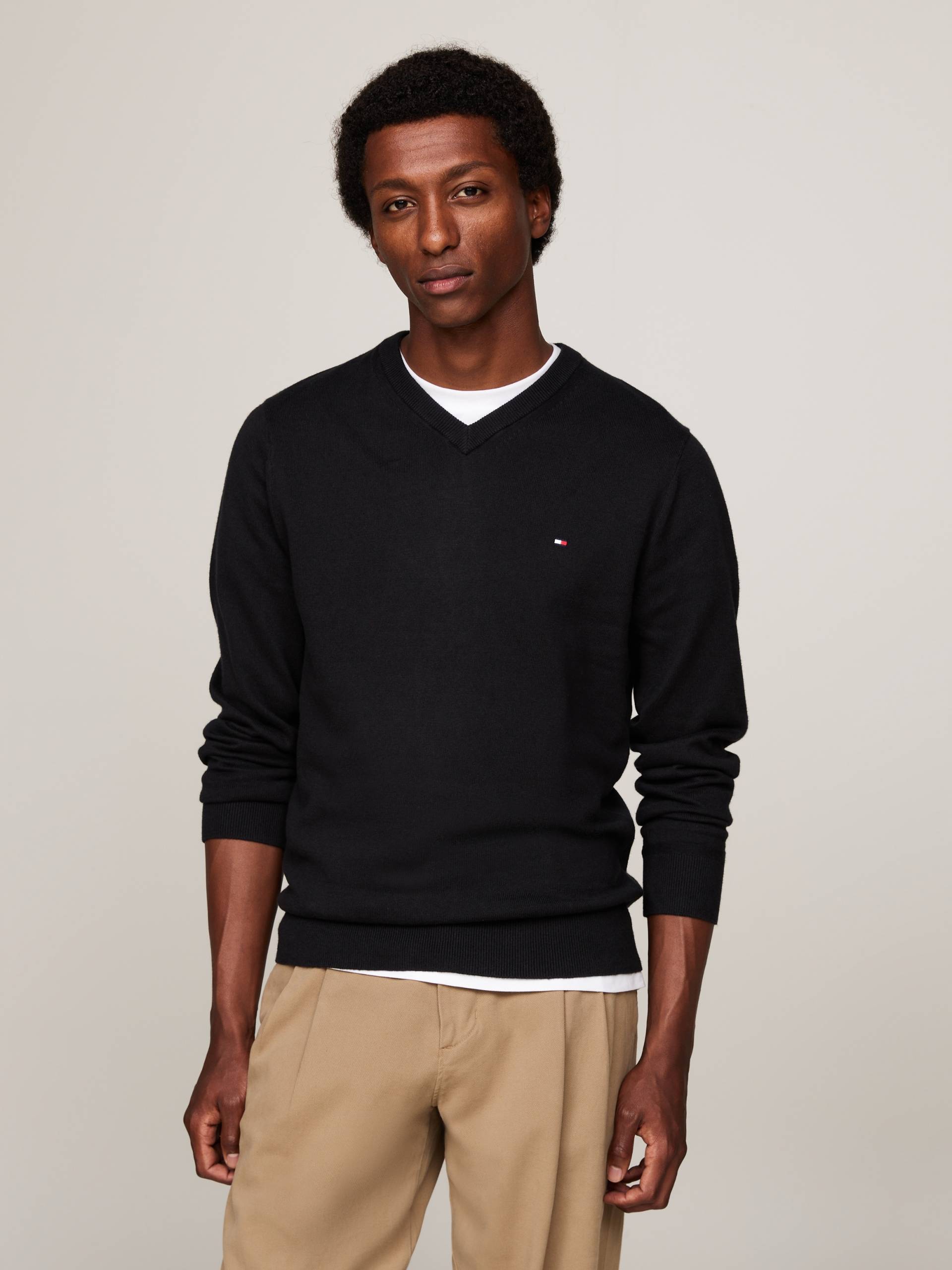 Tommy Hilfiger V-Ausschnitt-Pullover »PIMA ORG CTN CASHMERE V NECK« von TOMMY HILFIGER