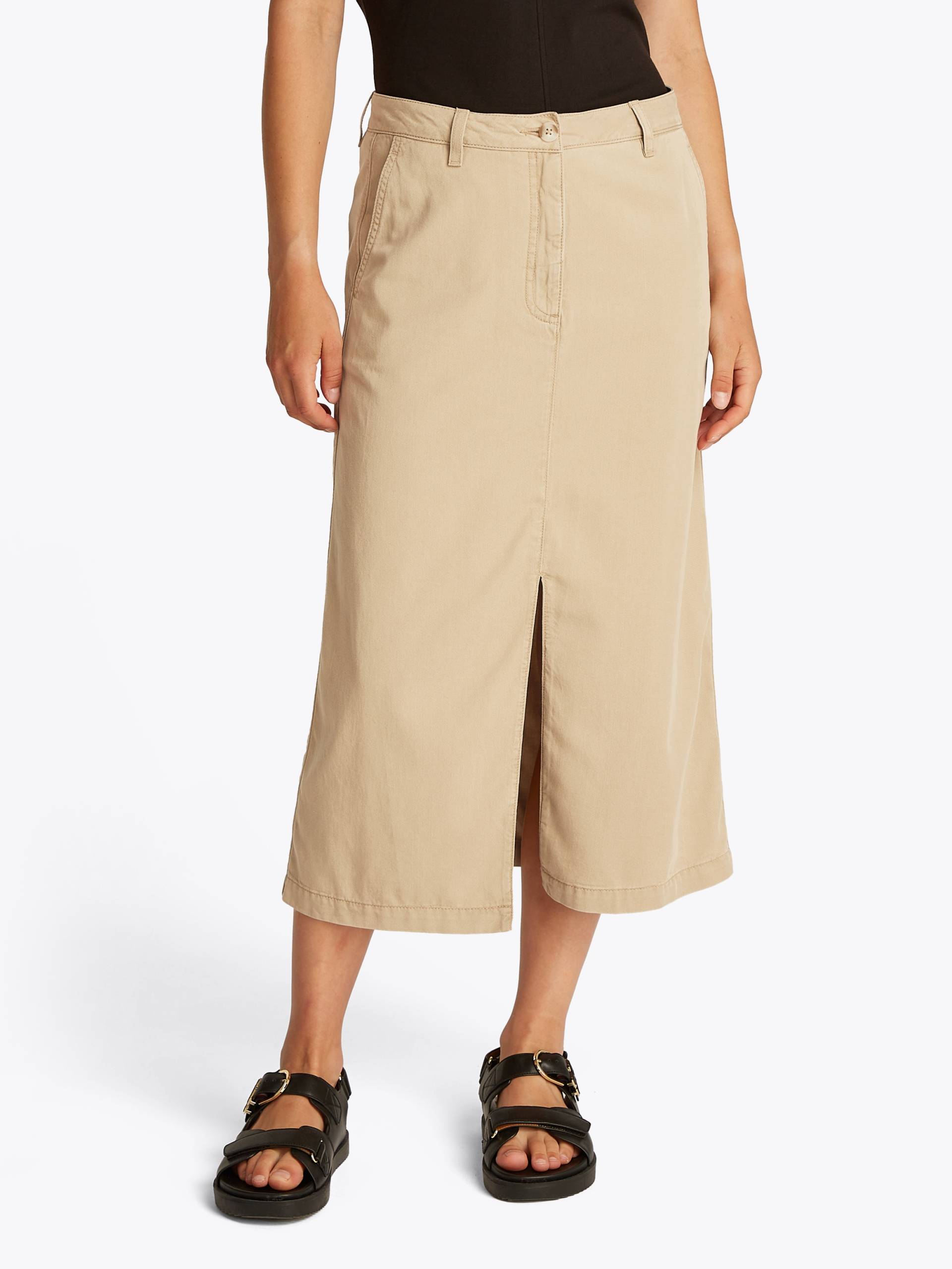 Tommy Hilfiger Webrock »CO TENCEL MIDI SKIRT«, mit Schlitz von TOMMY HILFIGER