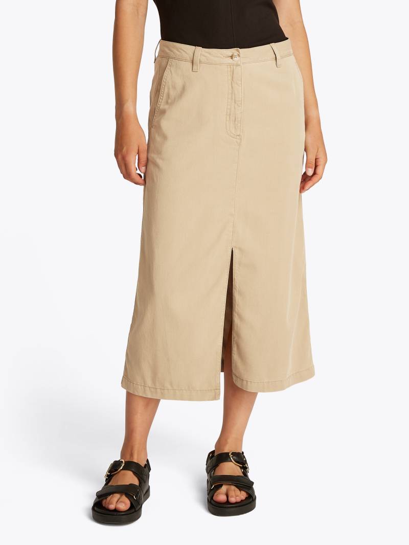 Tommy Hilfiger Webrock »CO TENCEL MIDI SKIRT«, mit Schlitz von TOMMY HILFIGER