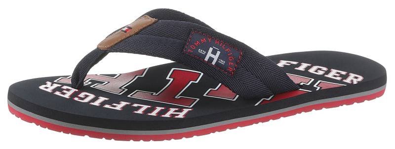 Tommy Hilfiger Zehentrenner »ESSENTIAL TH BEACH SANDAL«, Sommerschuh, Schlappen, Poolslides, Badeschuh, mit Logo Print von TOMMY HILFIGER