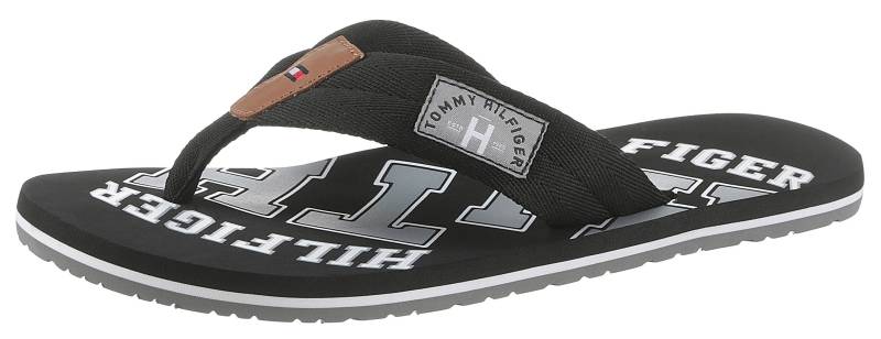 Tommy Hilfiger Zehentrenner »ESSENTIAL TH BEACH SANDAL«, Sommerschuh, Schlappen, Poolslides, Badeschuh, mit Logo Print von TOMMY HILFIGER