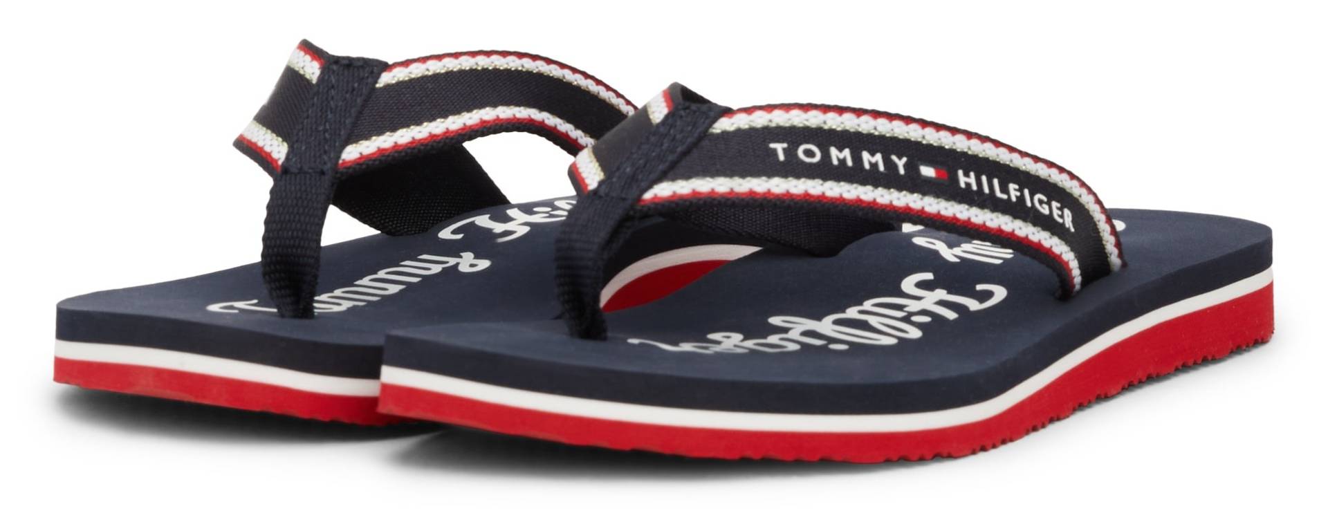 Tommy Hilfiger Zehentrenner »IM GRAPHIC BEACH SANDAL«, Sommermode, Dianette, Poolslides mit auffälligem Logoschriftzug von TOMMY HILFIGER