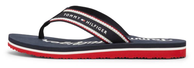 Tommy Hilfiger Zehentrenner »IM GRAPHIC BEACH SANDAL«, Sommermode, Dianette, Poolslides mit auffälligem Logoschriftzug von TOMMY HILFIGER