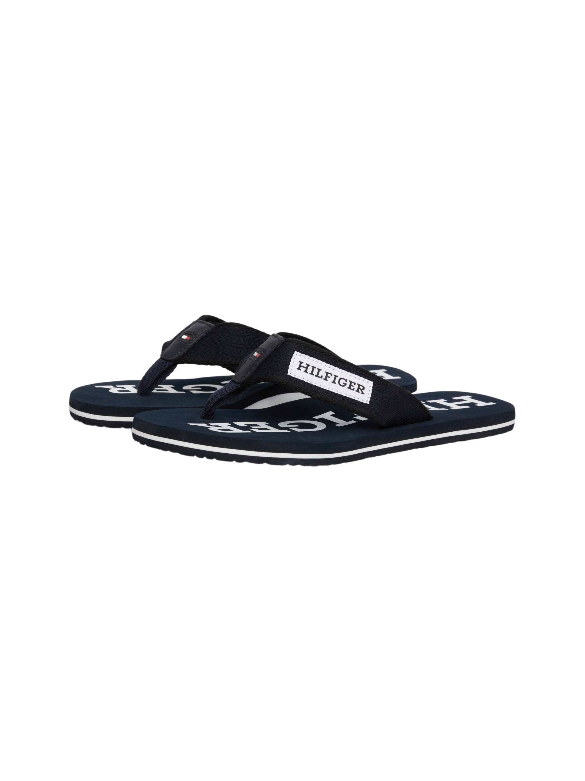 Tommy Hilfiger Zehentrenner »PATCH HILFIGER BEACH SANDAL«, Sommerschuh, Schlappen, Poolslides, Badeschuh, mit Logoschriftzug von TOMMY HILFIGER