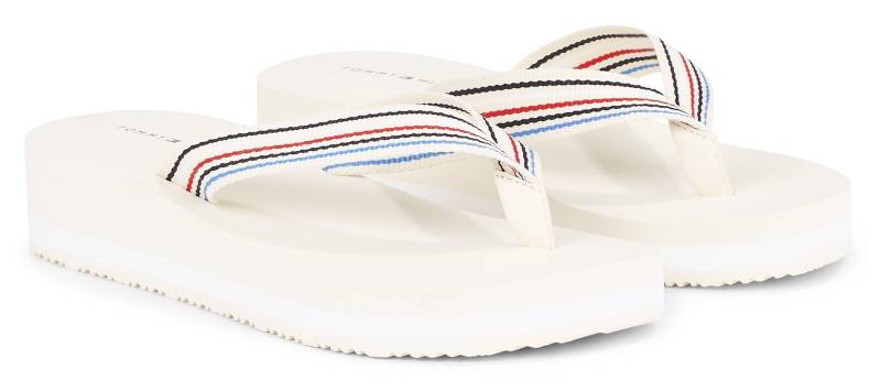 Tommy Hilfiger Zehentrenner »WEDGE STRIPES BEACH SANDAL«, Bademode, Sommerschuh, Schlappen, Poolslide mit Streifen von TOMMY HILFIGER