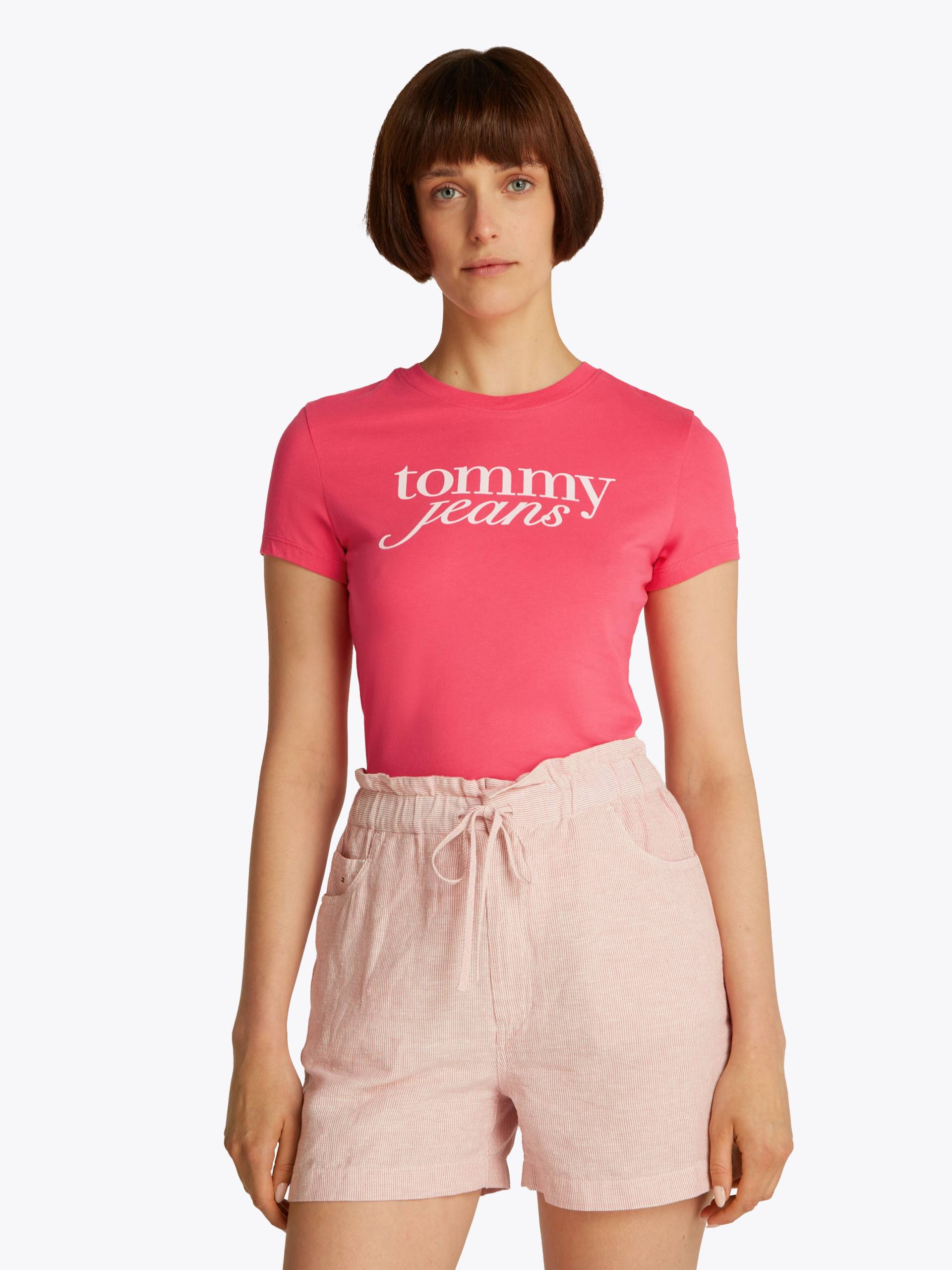 Tommy Jeans Curve Rundhalsshirt »Shirt TJW SLIM ESSENTIAL«, in Grossen Grössen, Logo-Print auf Brusthöhe, mit Logostickerei von TOMMY JEANS Curve