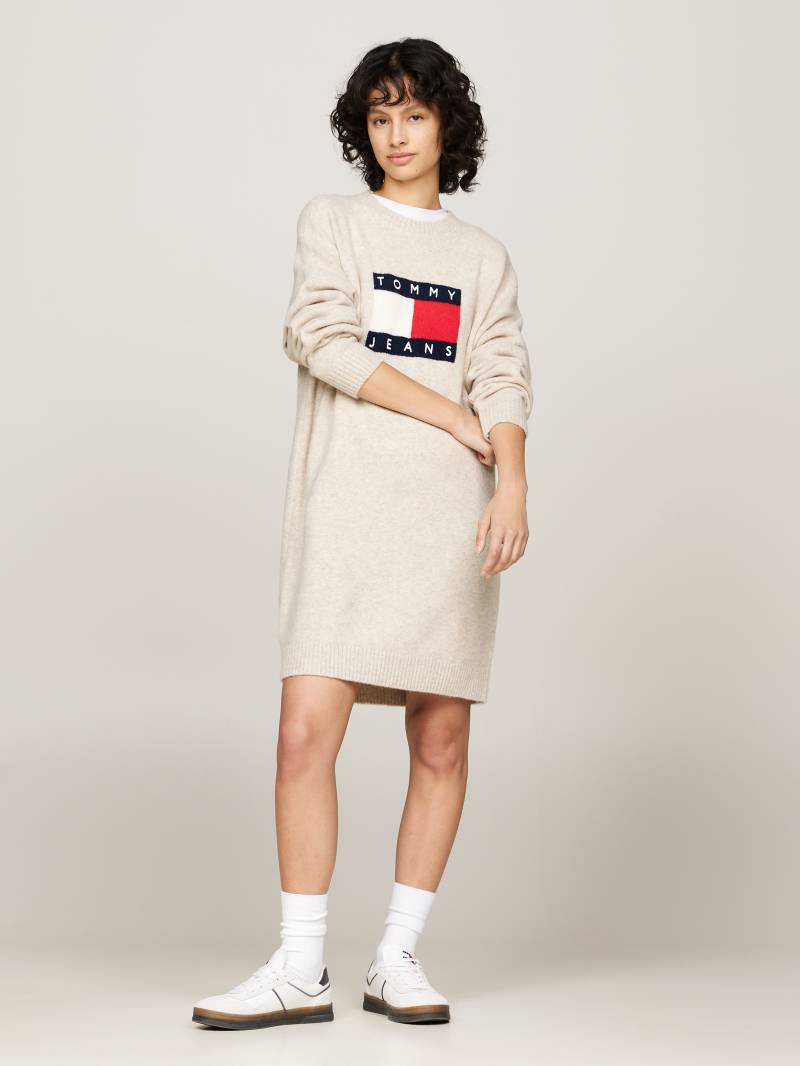 Tommy Jeans Curve Strickkleid »TJW MLNGE FLAG SWEATER DRESS EXT«, in Grossen Grössen, mit Wollanteil & Elasthan, Logo-Flag von TOMMY JEANS Curve