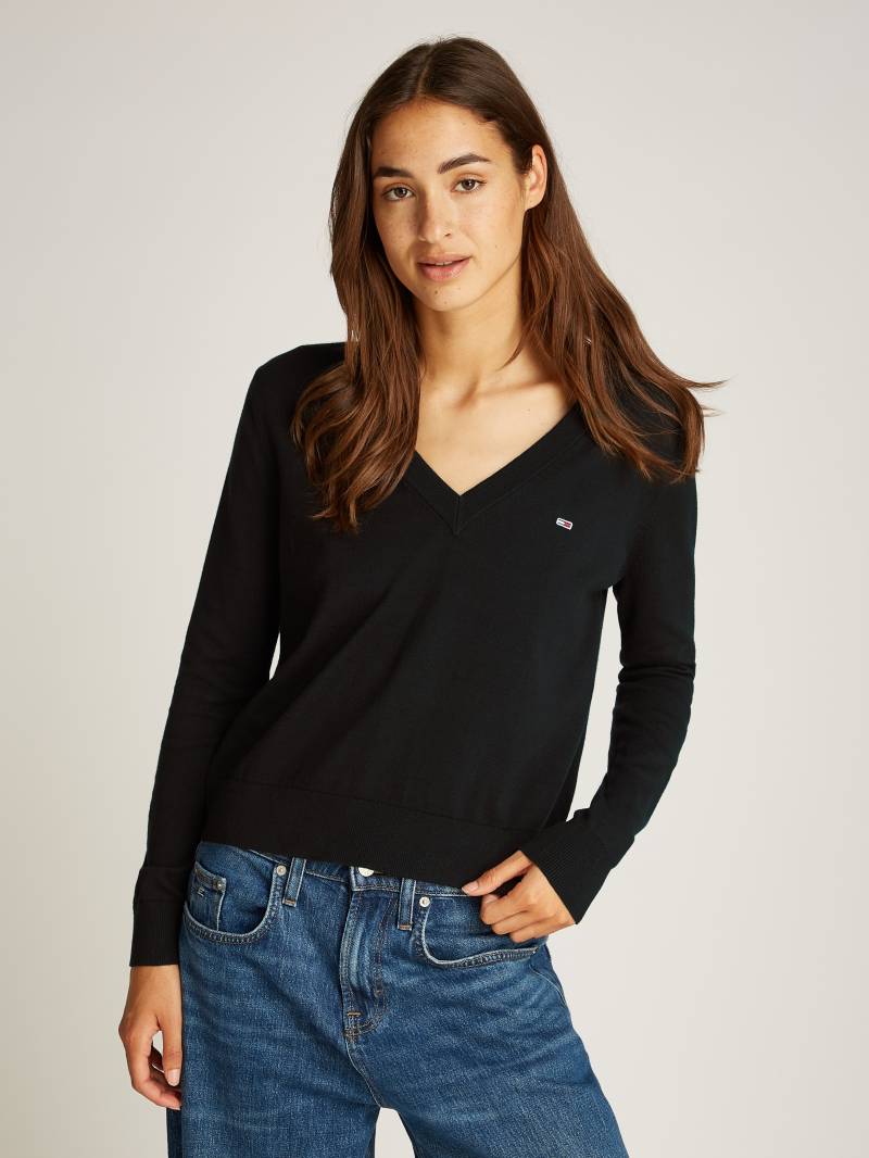 Tommy Jeans Curve V-Ausschnitt-Pullover »TJW ESSENTIAL VNECK SWEATER EXT«, in Grossen Grössen, V-Ausschnitt von TOMMY JEANS Curve