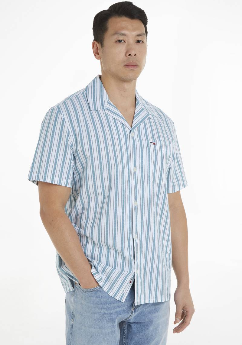 Tommy Jeans Plus Kurzarmhemd »TJM STRIPE LINEN SS SHIRT EXT«, Grosse Grössen, Modische Längsstreifen von TOMMY JEANS Plus