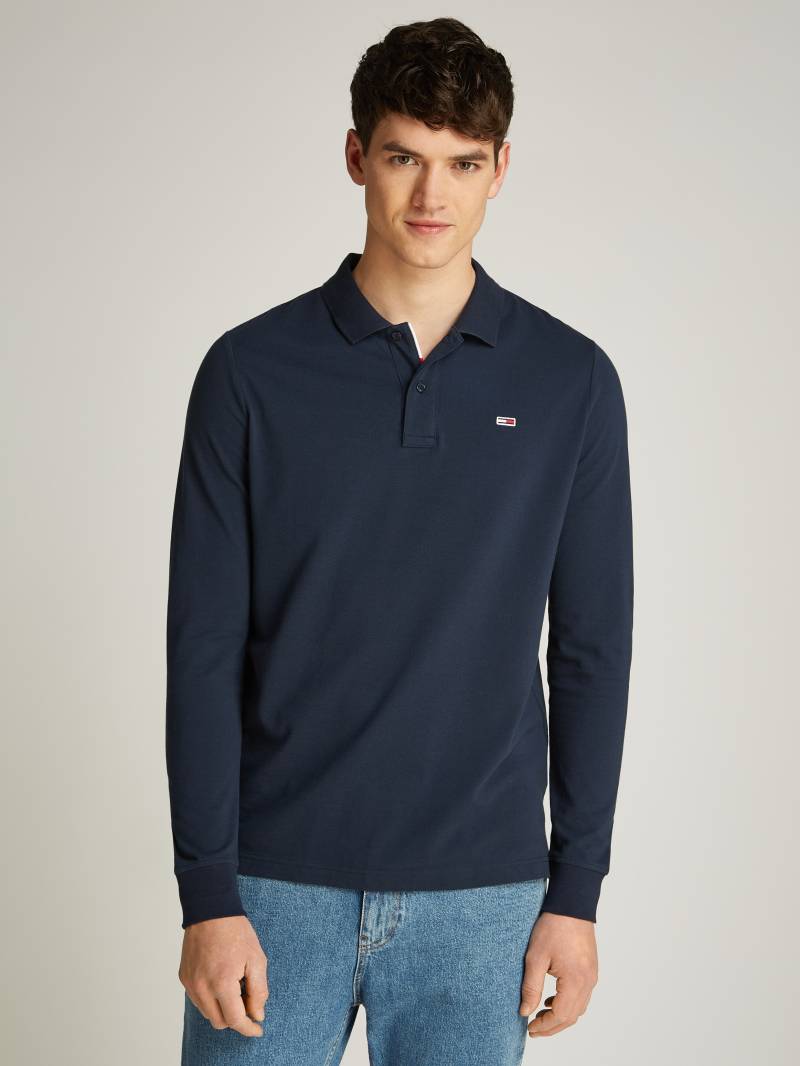 Tommy Jeans Plus Langarm-Poloshirt »TJM SLIM PLACKET POLO LS EXT«, in Grossen Grössen, Logostickerei von TOMMY JEANS Plus