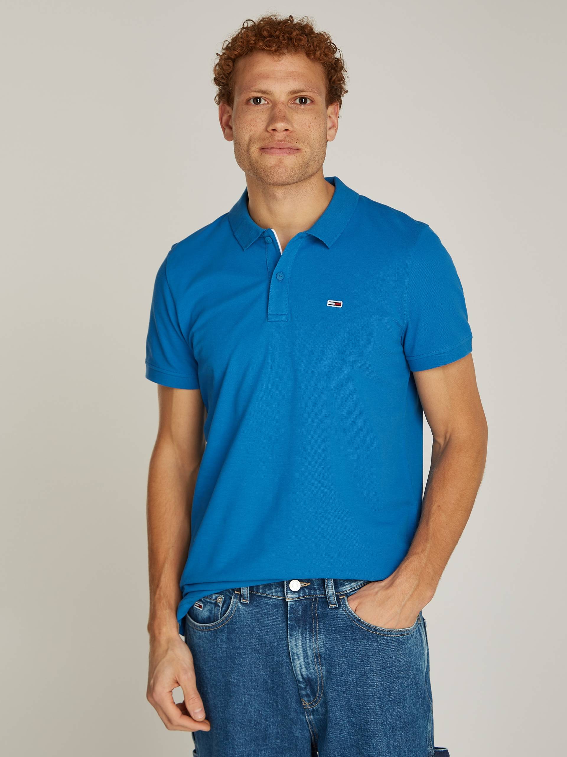 Tommy Jeans Plus Poloshirt »TJM SLIM PLACKET POLO EXT«, Grosse Grössen mit Logostickerei von TOMMY JEANS Plus