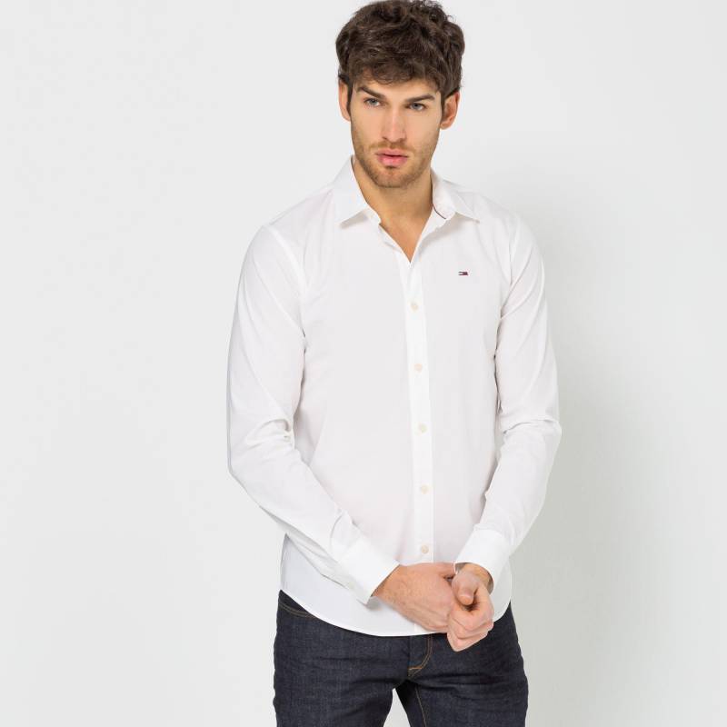 Hemd, Slim Fit, Langarm Herren Weiss XXL von TOMMY JEANS