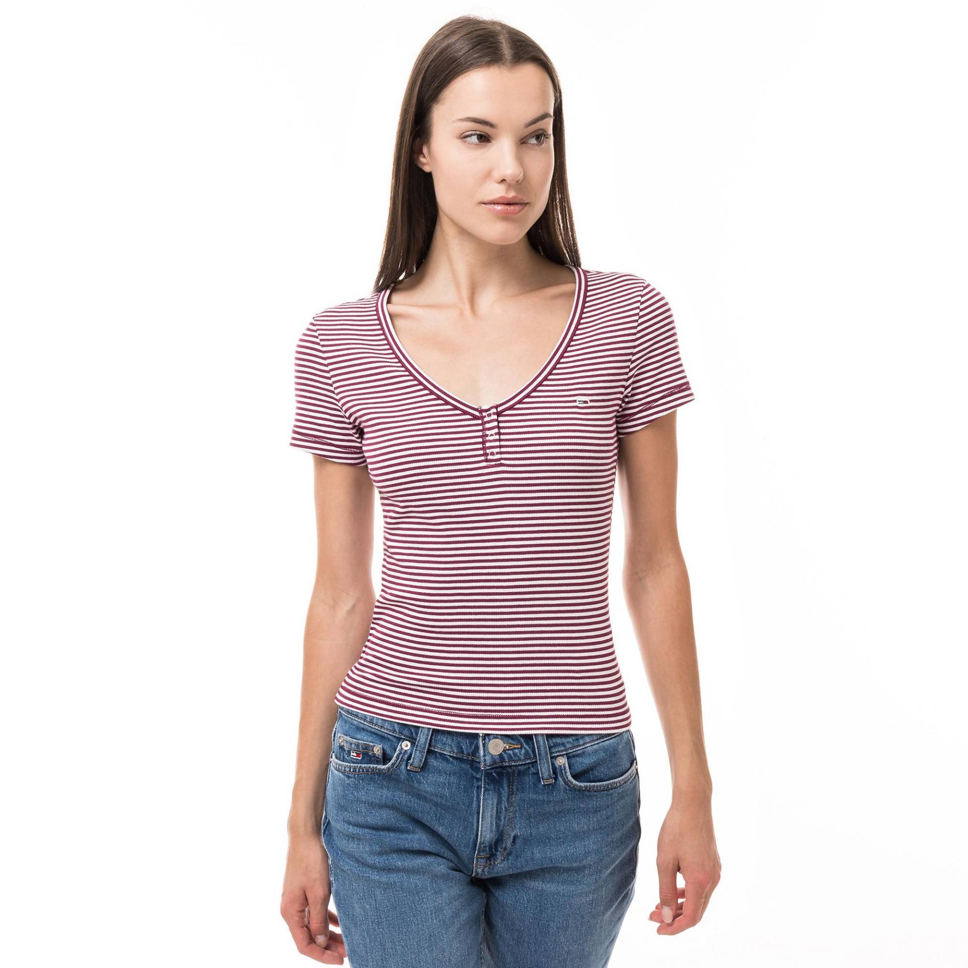 Tommy Jeans - T-Shirt, für Damen, Purpurrot, Größe L von Tommy Jeans