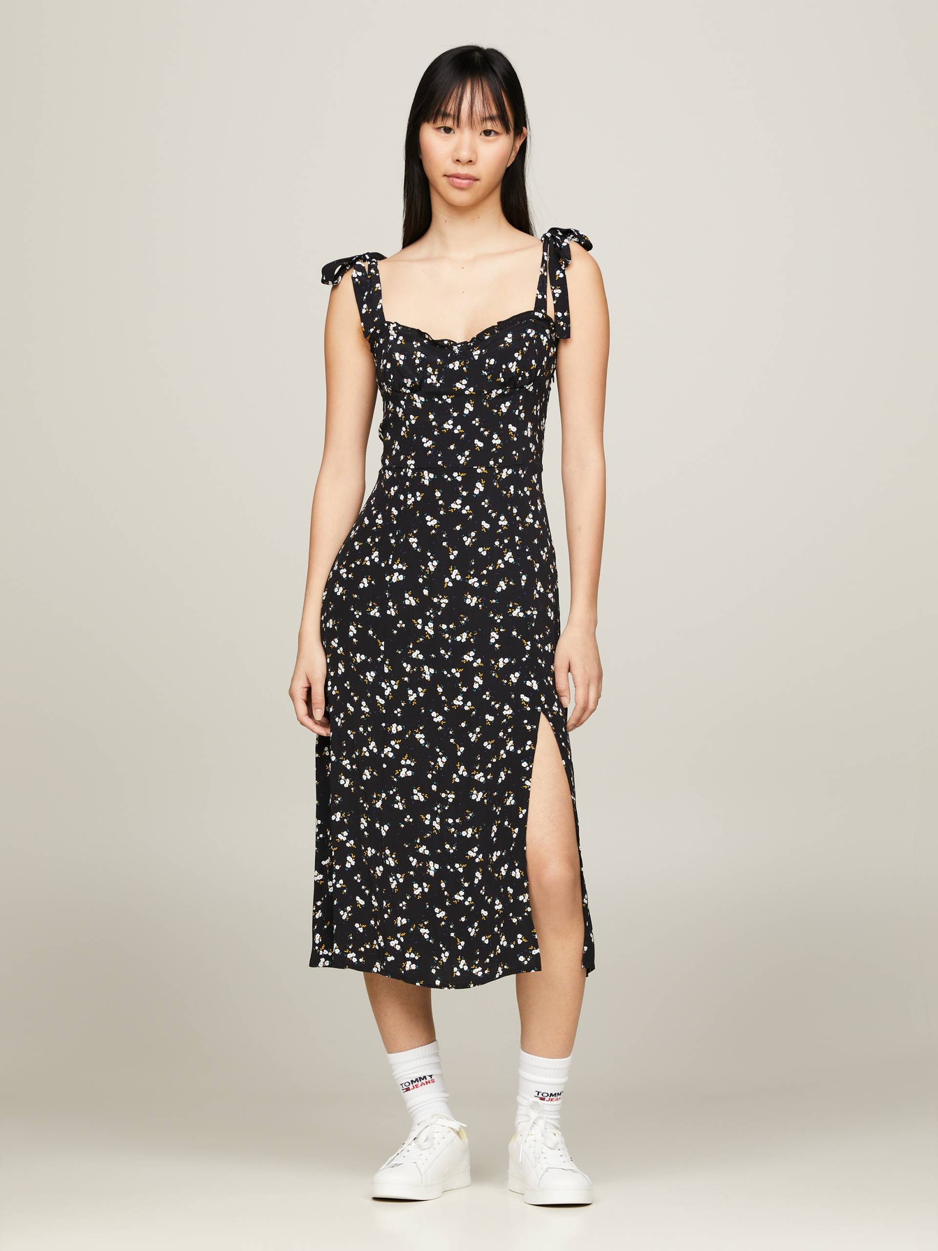 Tommy Jeans Blusenkleid »TJW MIDI FLORAL RUFFLE DRESS«, mit Tommy Jeans Flagge von TOMMY JEANS