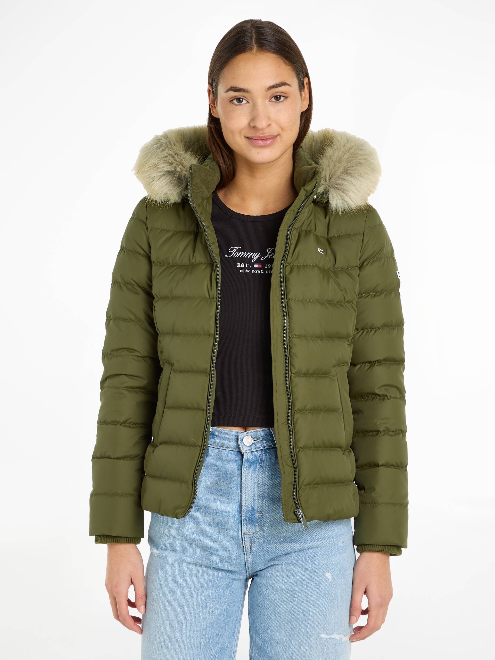 Tommy Jeans Daunenjacke »BASIC HOODED DOWN JACKET«, mit Kapuze, mit Fellimitat an der Kapuze & Tommy Jeans Logo-Flag von TOMMY JEANS