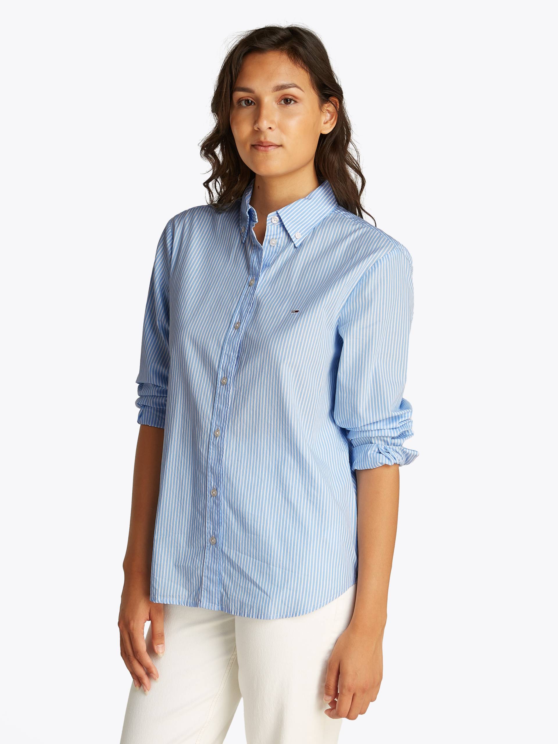 Tommy Jeans Hemdbluse »TJW REG PINSTRIPE POPLIN SHIRT«, mit Nadelstreifen, Logostickerei von TOMMY JEANS