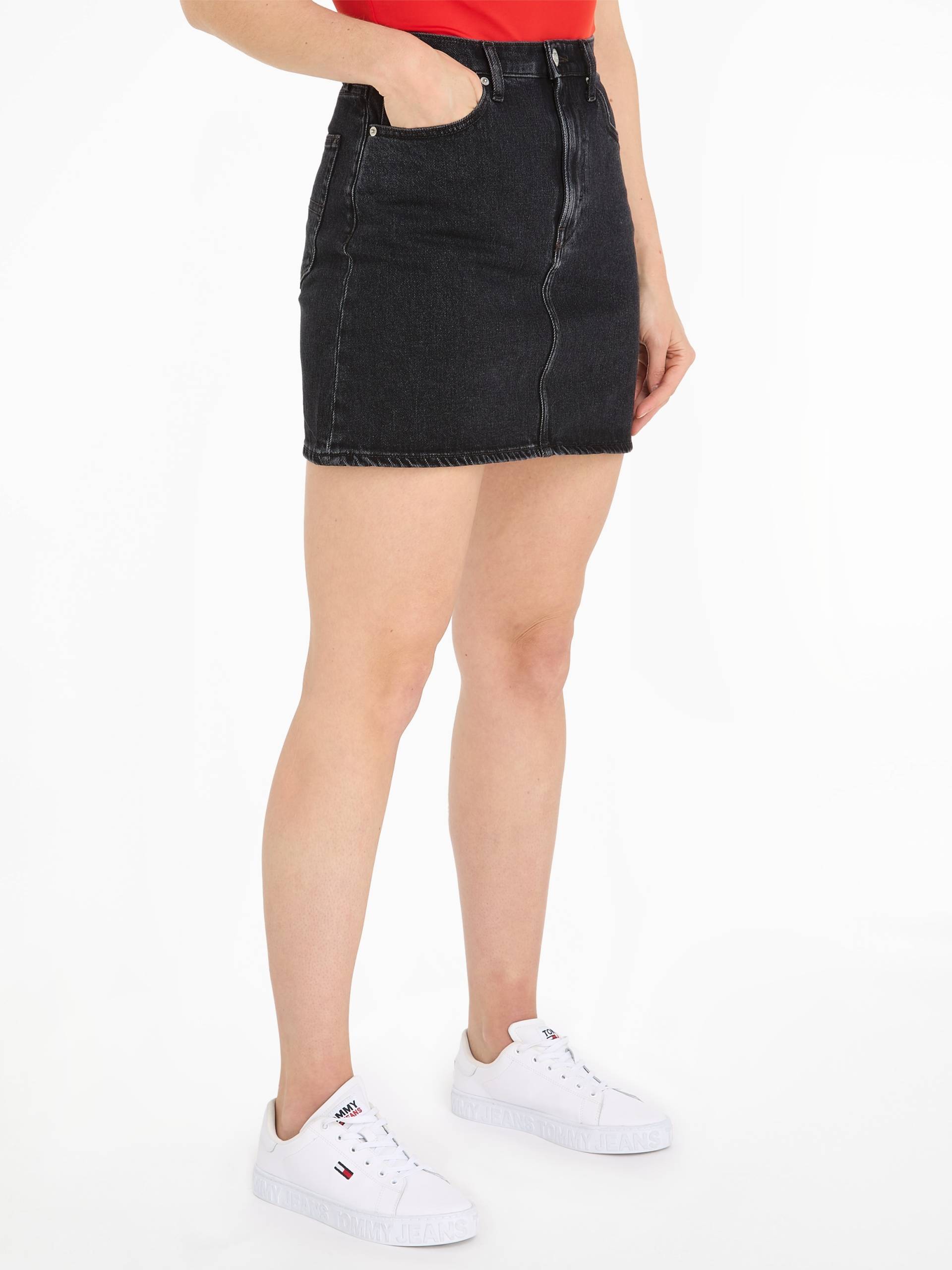 Tommy Jeans Jeansrock »MOM UH SKIRT CG4181«, Webrock mit Logostickerei von TOMMY JEANS