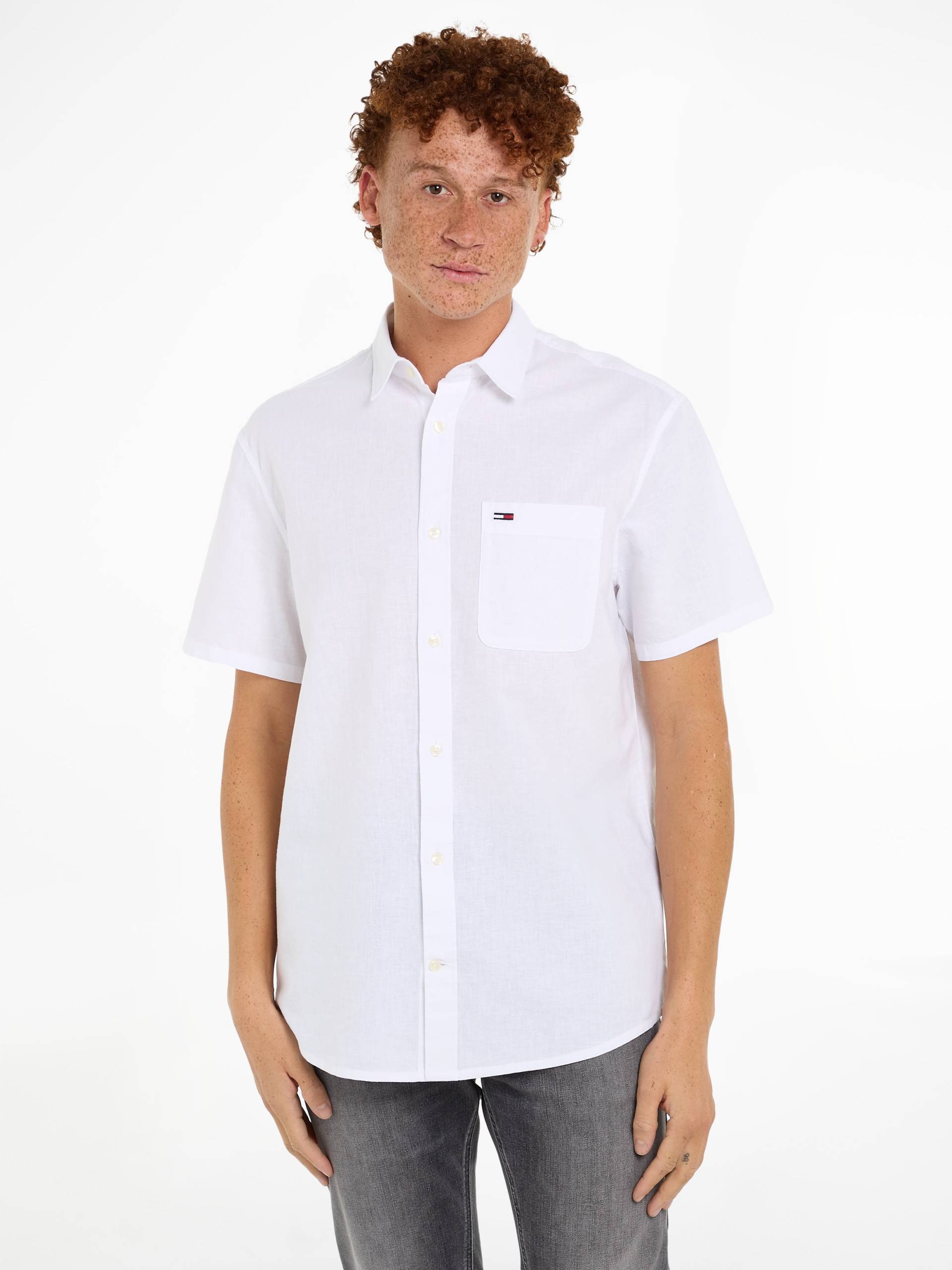 Tommy Jeans Kurzarmhemd »TJM REG LINEN BLEND SS SHIRT«, mit Logostickerei von TOMMY JEANS