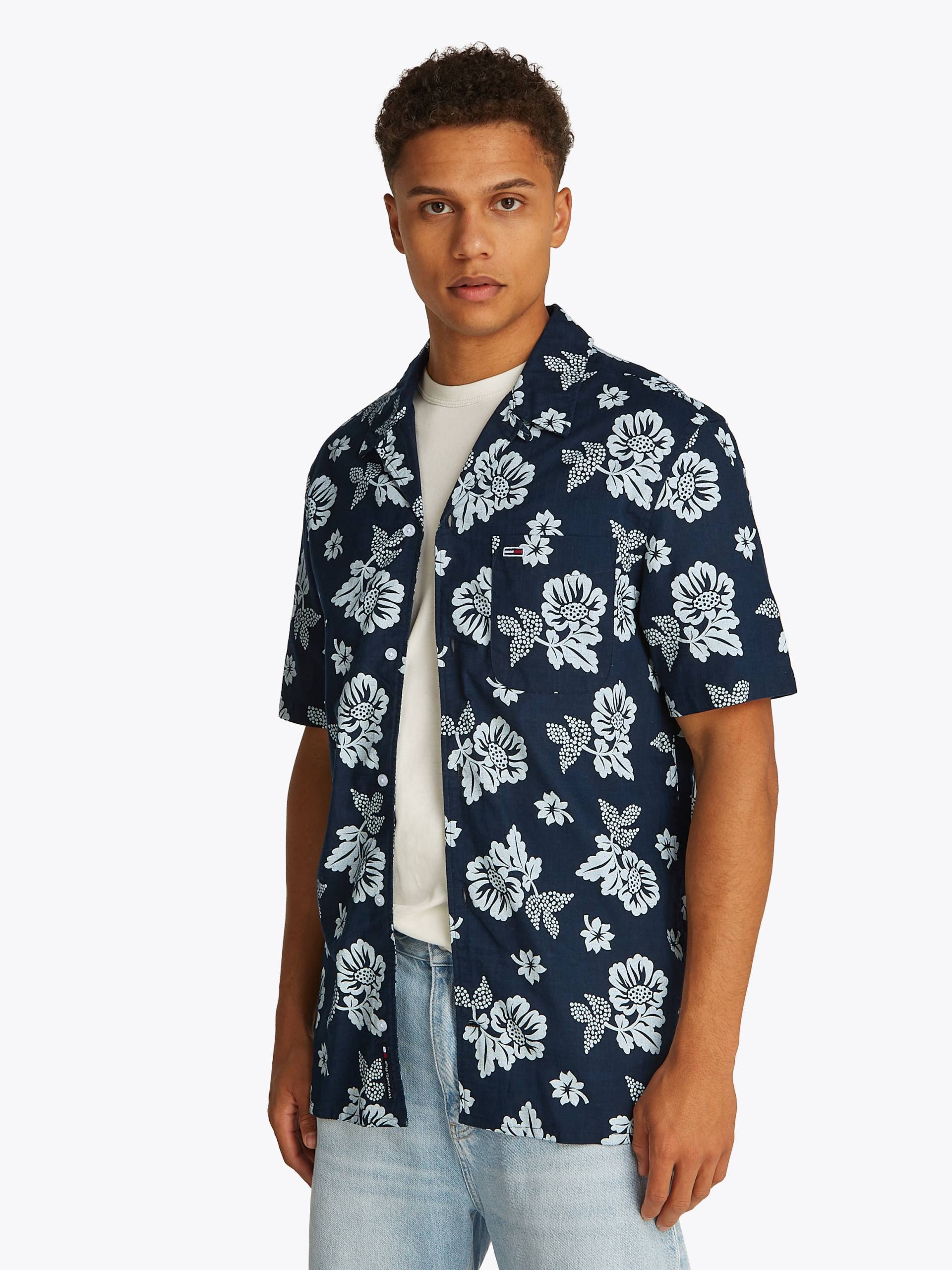 Tommy Jeans Kurzarmhemd »TJM REG SLUB AOP SS SHIRT EXT« von TOMMY JEANS