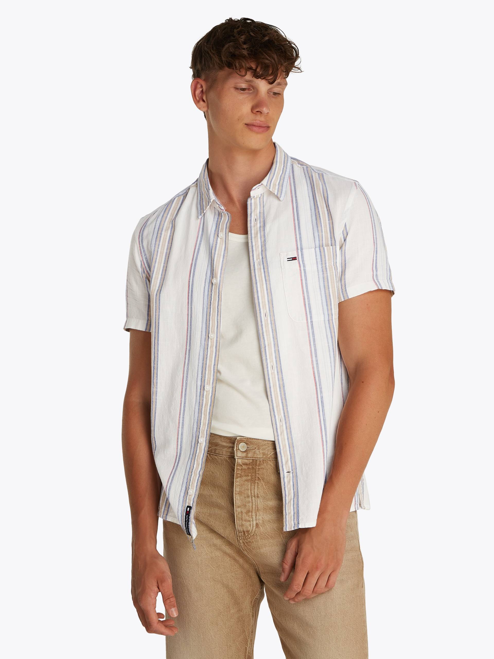 Tommy Jeans Kurzarmhemd »TJM REG SLUB STRIPE SS SHIRT EXT«, modische mehrfarbig gestreift von TOMMY JEANS