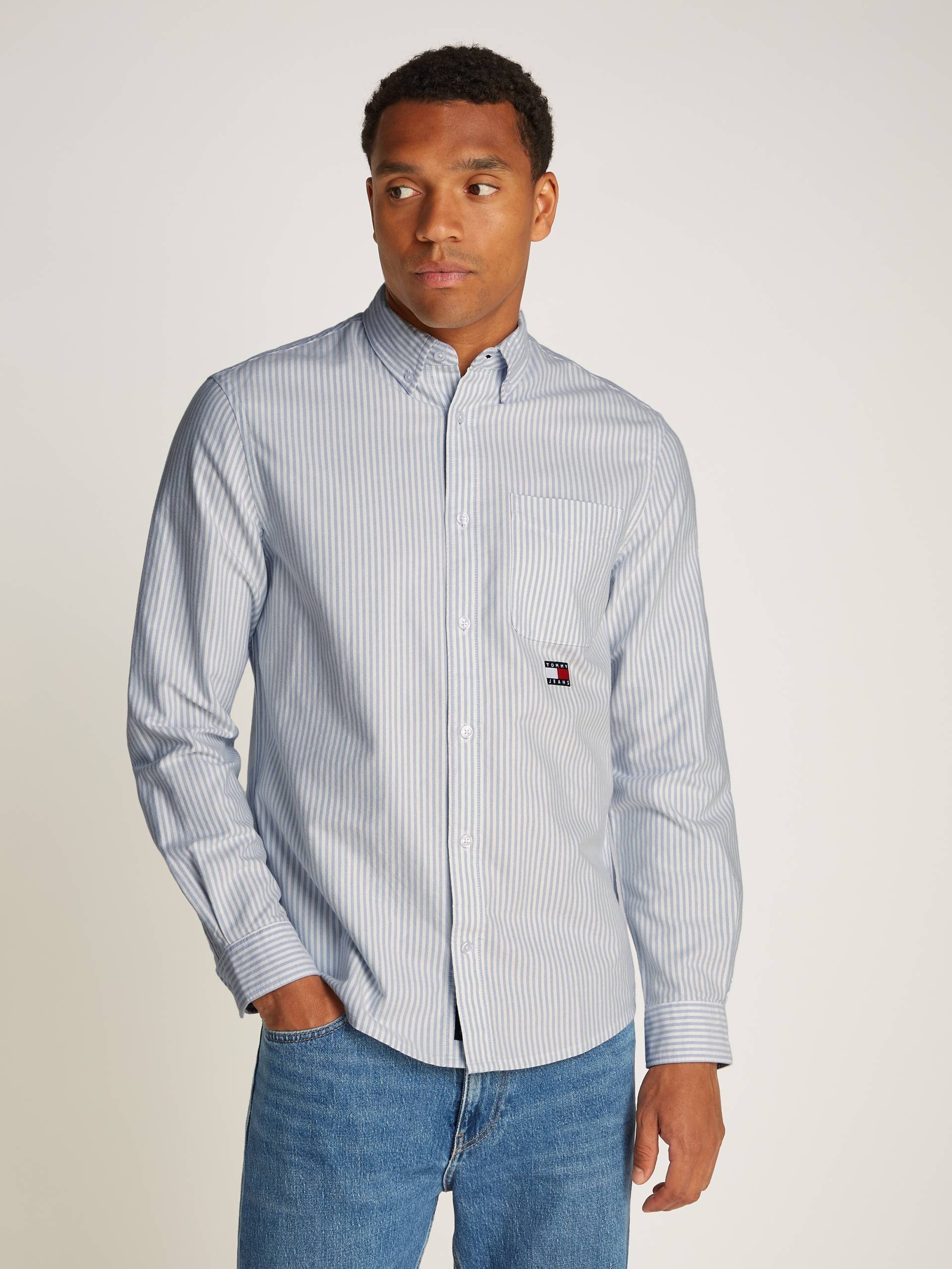 Tommy Jeans Langarmhemd »TJM STRIPE OXFORD SHIRT EXT«, mit Logostickerei von TOMMY JEANS