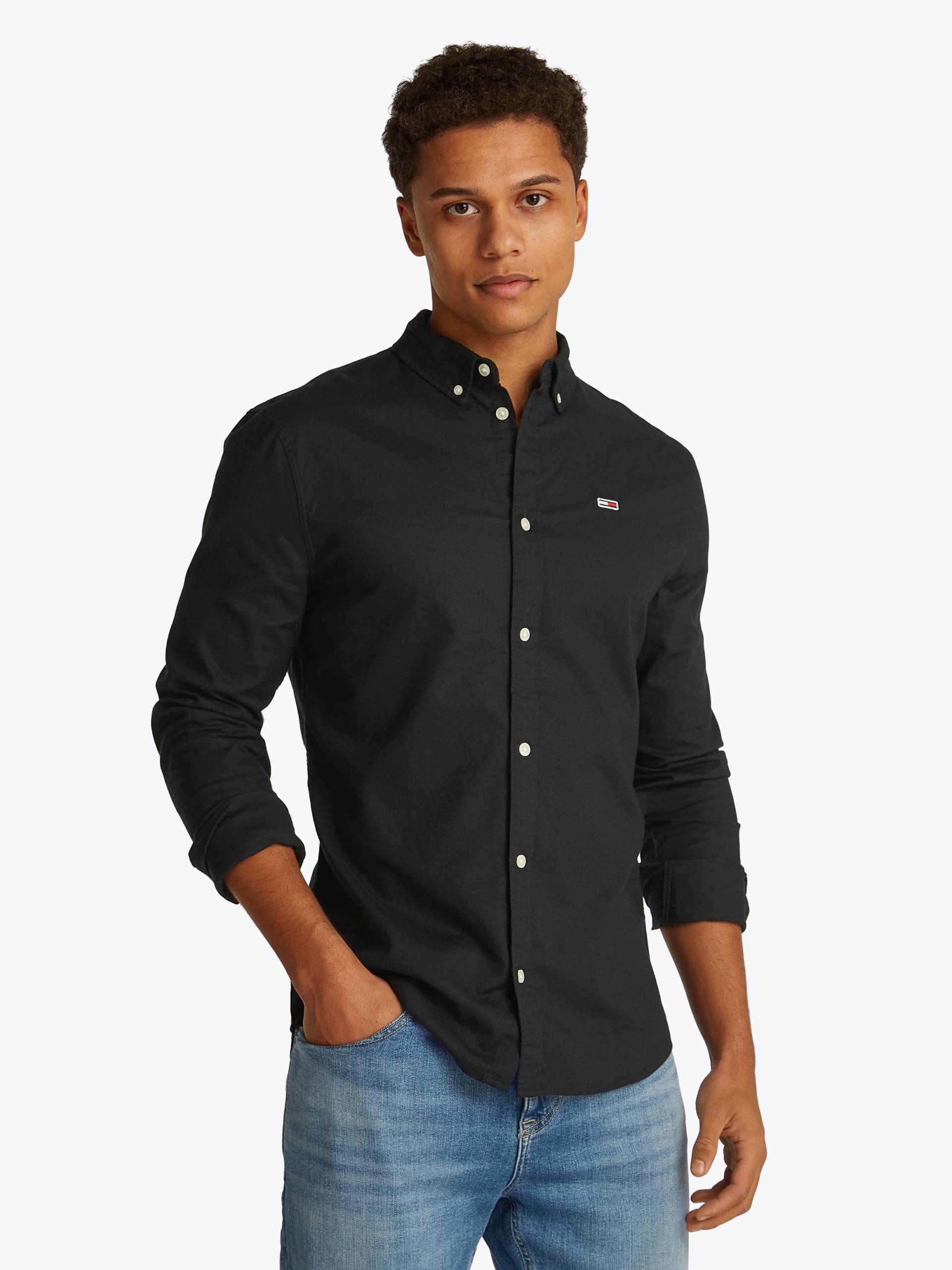 Tommy Jeans Langarmhemd »TJM Slim Stretch Oxford Shirt«, mit Flaglabel auf der Brust von TOMMY JEANS