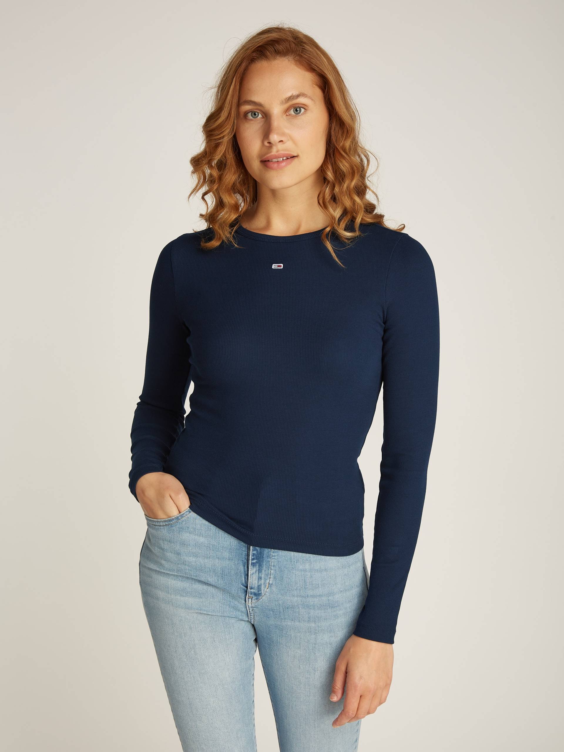 Tommy Jeans Langarmshirt »TJW SLIM ESSENTIAL RIB LS«, mit Logostickerei von TOMMY JEANS