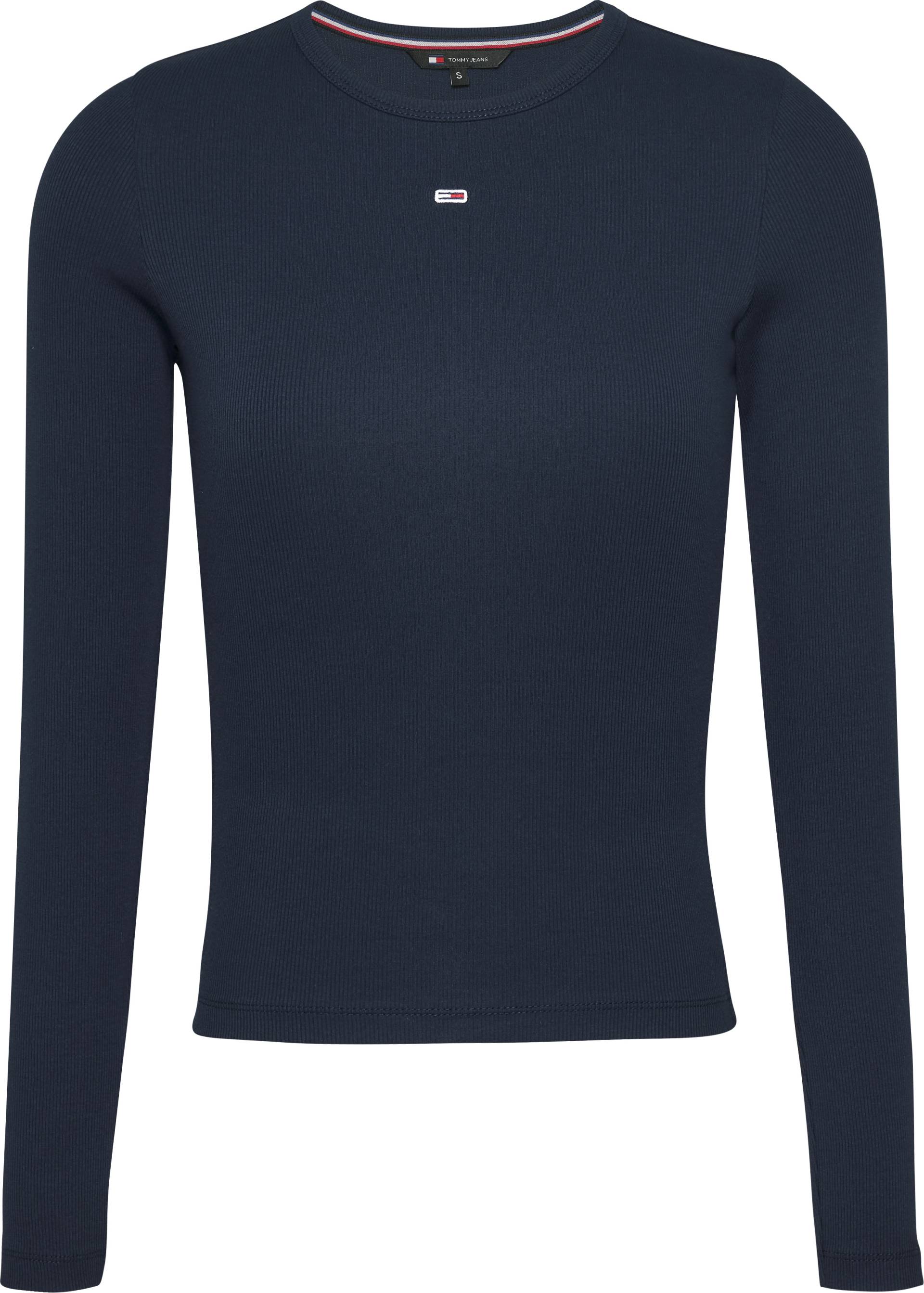 Tommy Jeans Langarmshirt »Slim Essential Rib Longsleeve Rippshirt«, in Rippoptik, mit Logostickerei von TOMMY JEANS