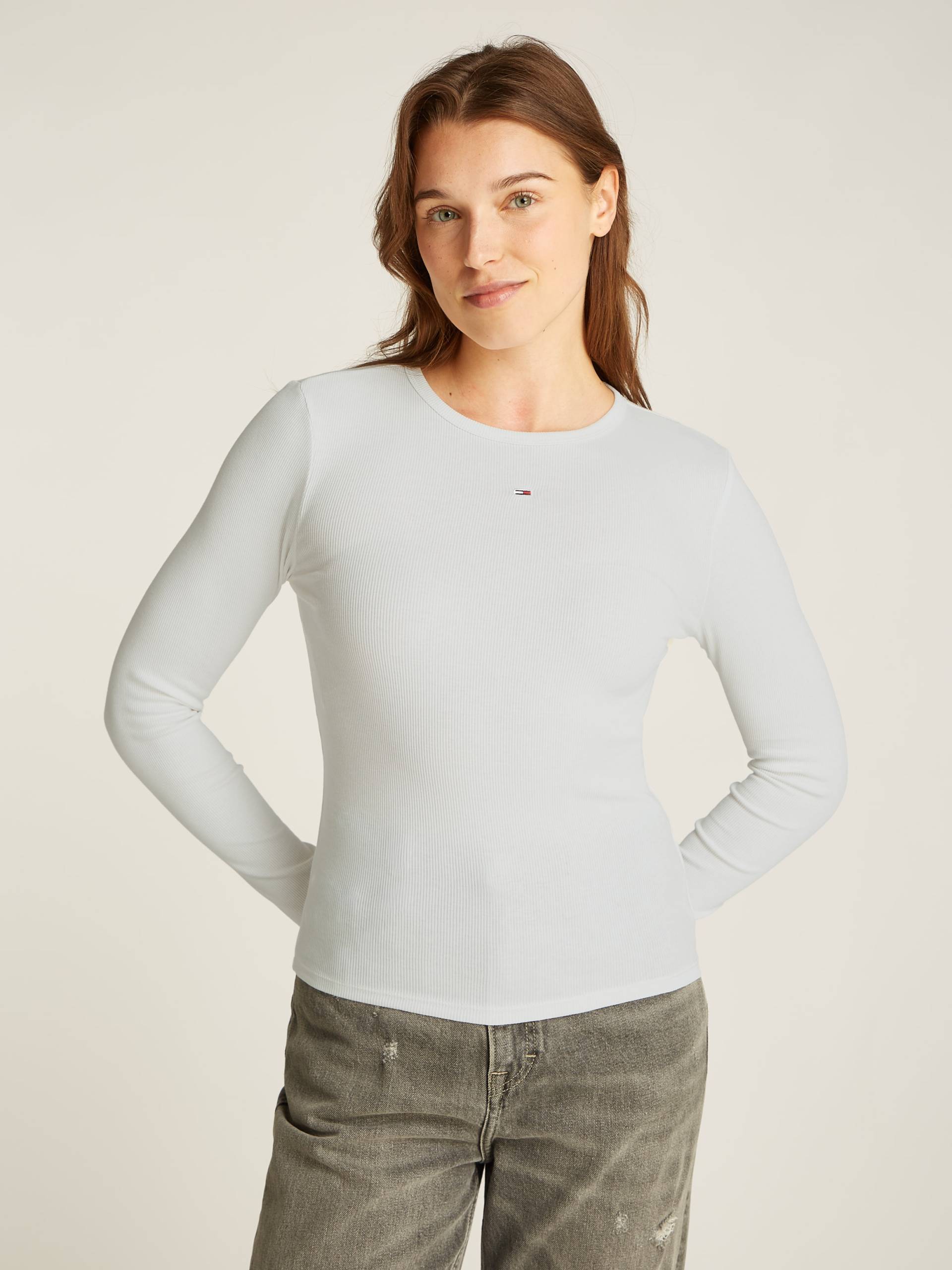 Tommy Jeans Langarmshirt »TJW SLIM ESSENTIAL RIB LS«, mit Logostickerei von TOMMY JEANS