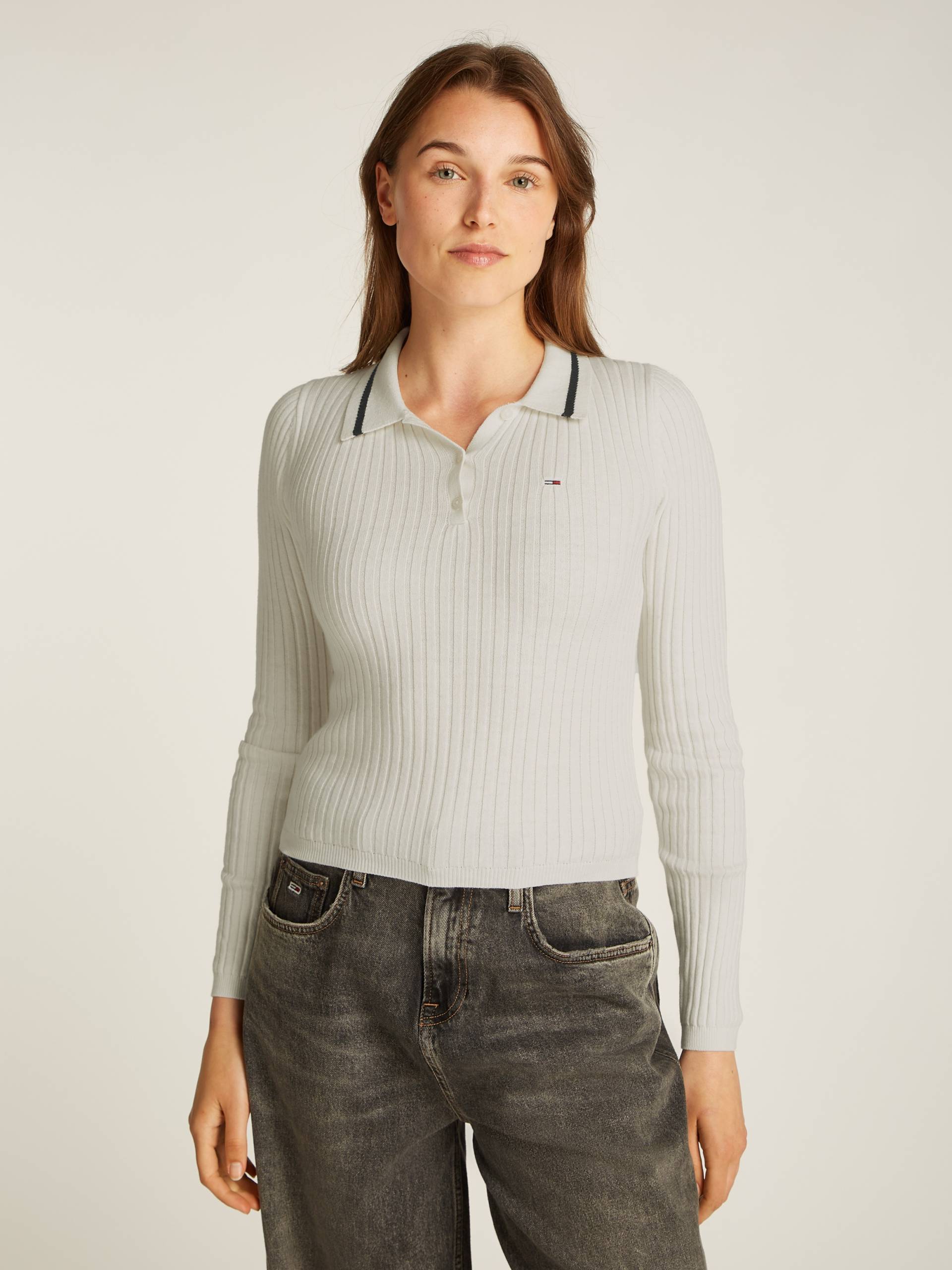Tommy Jeans Polokragenpullover »TJW ESSENTIAL LS POLO SWEATER«, mit Logostickerei von TOMMY JEANS