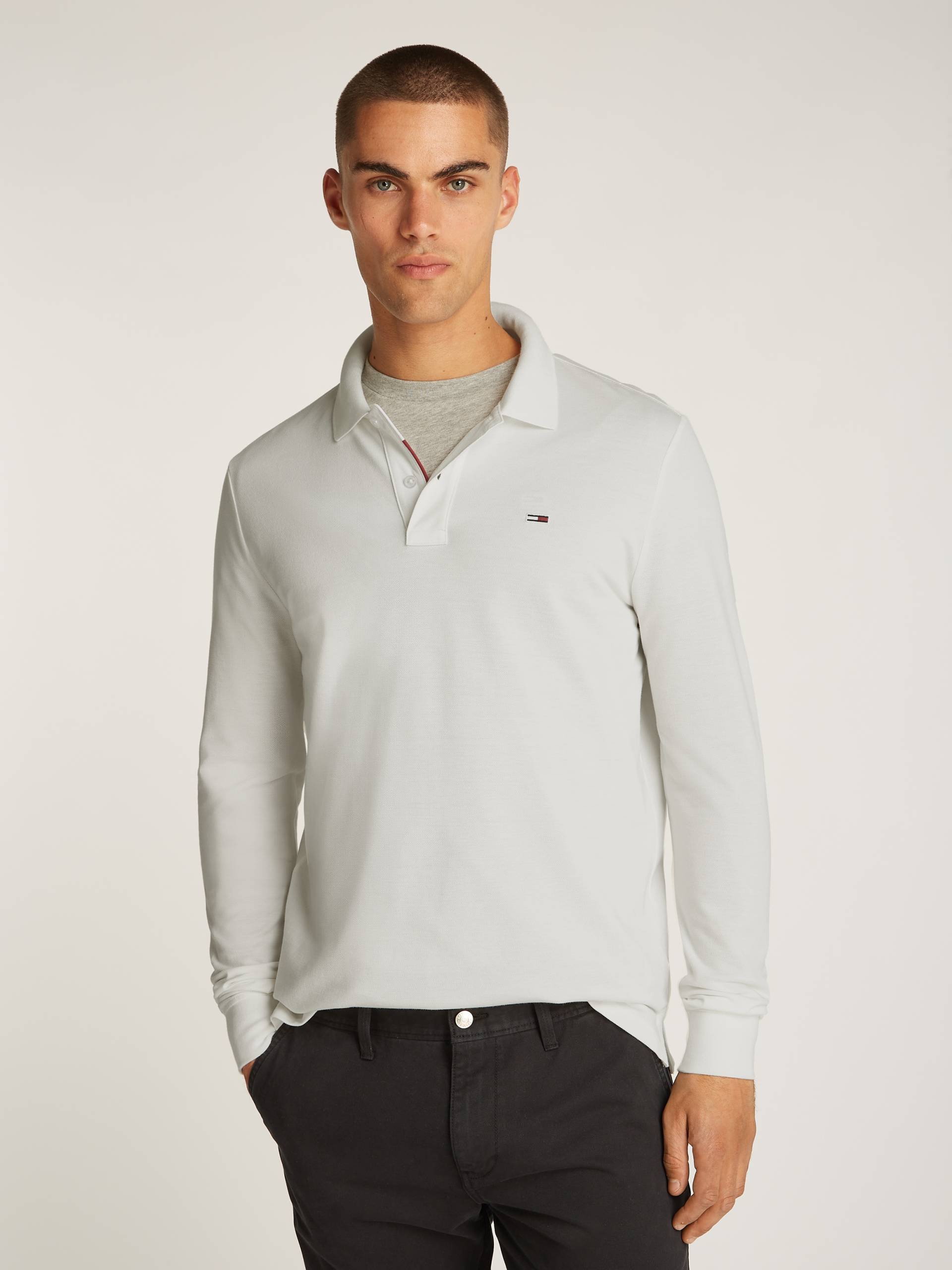 Tommy Jeans Poloshirt »TJM SLIM PLACKET POLO LS EXT«, mit Logostickerei von TOMMY JEANS