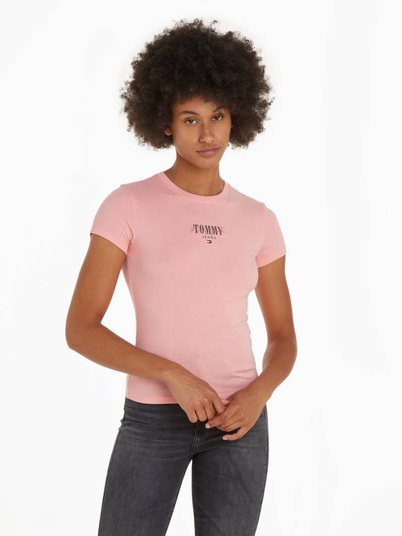 Tommy Jeans Rundhalsshirt »Rib Slim Essential Logo«, Rippshirt, feines Jersey Rippe, elastisch mit Tommy Jeans Logo von TOMMY JEANS