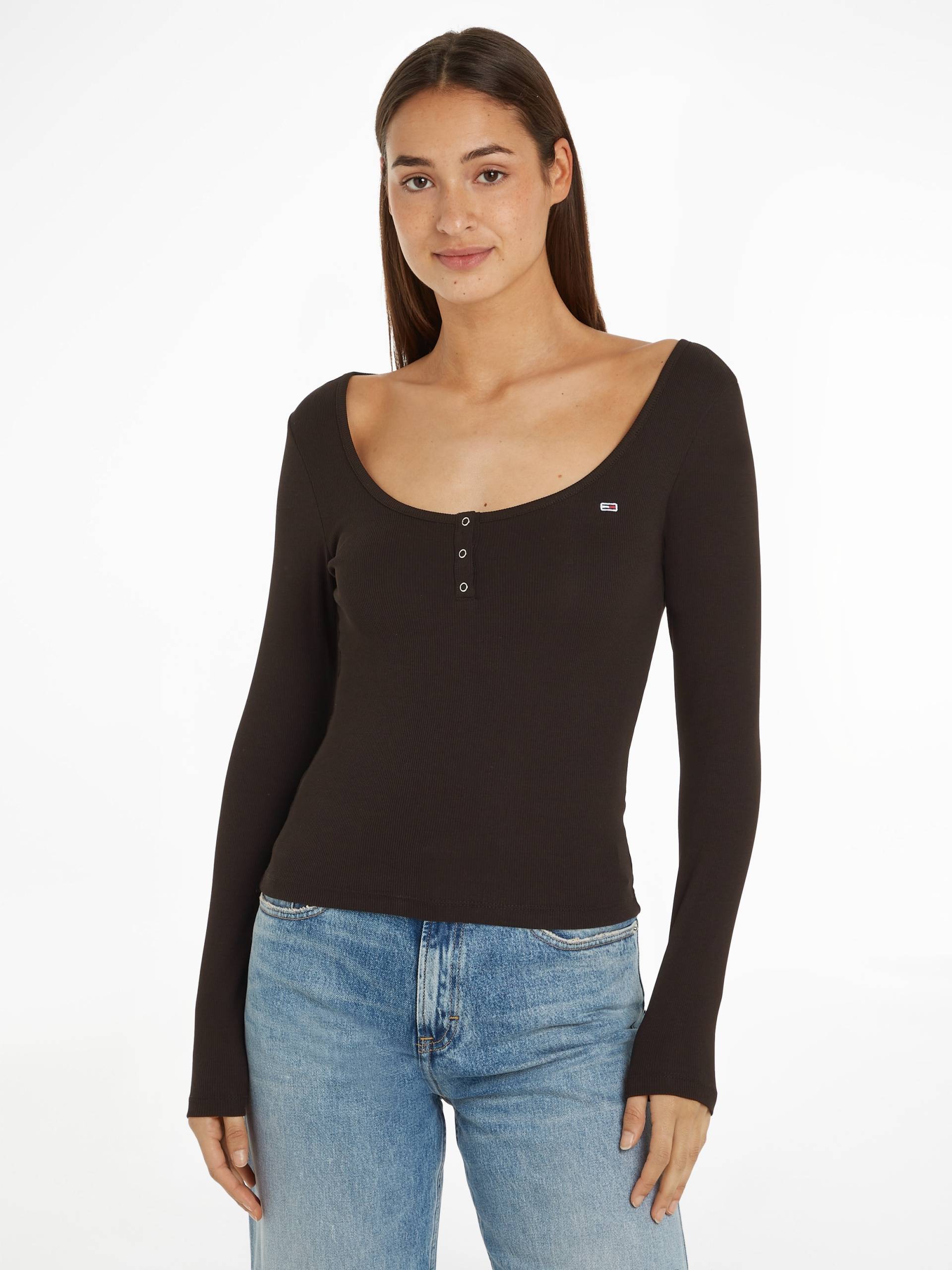 Tommy Jeans Rundhalsshirt »TJW SLIM BUTTON RIB C-NECK LS«, mit kurzer Knopfleiste von TOMMY JEANS