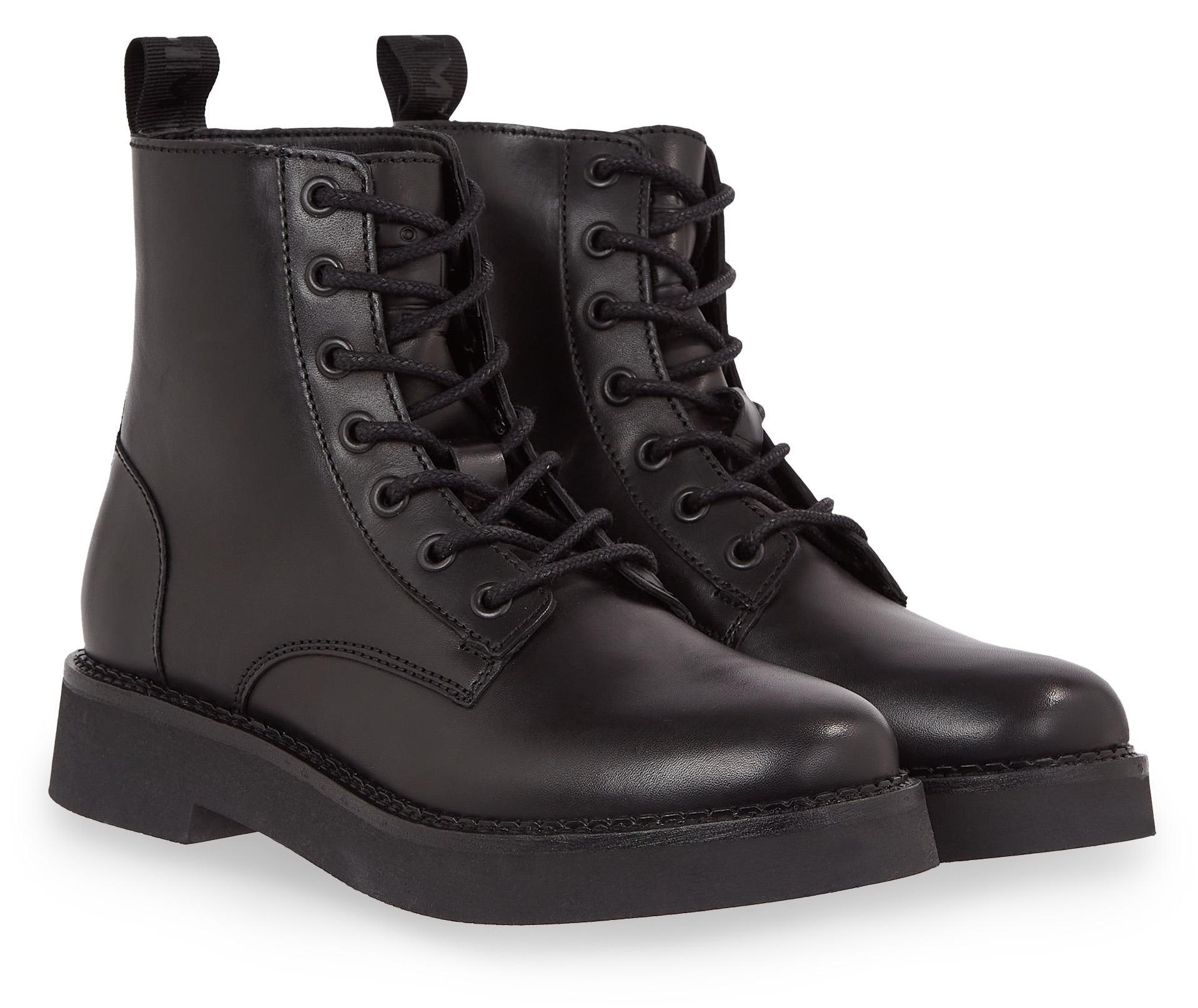 Tommy Jeans Schnürboots »TJW LACE UP FLAT BOOT«, mit Logo an der Anziehlasche von TOMMY JEANS