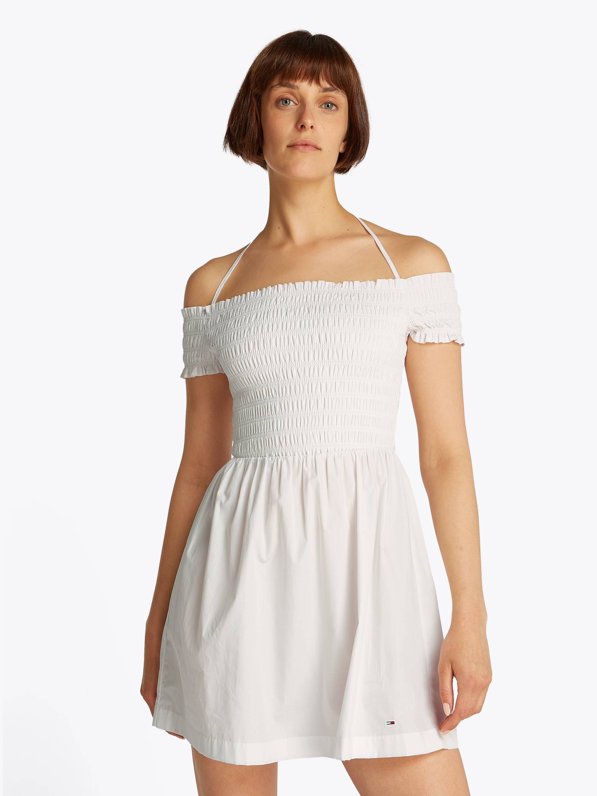 Tommy Jeans Smokkleid »TJW RUCHE F&F POPLIN DRESS EXT«, in Smok-Optik von TOMMY JEANS