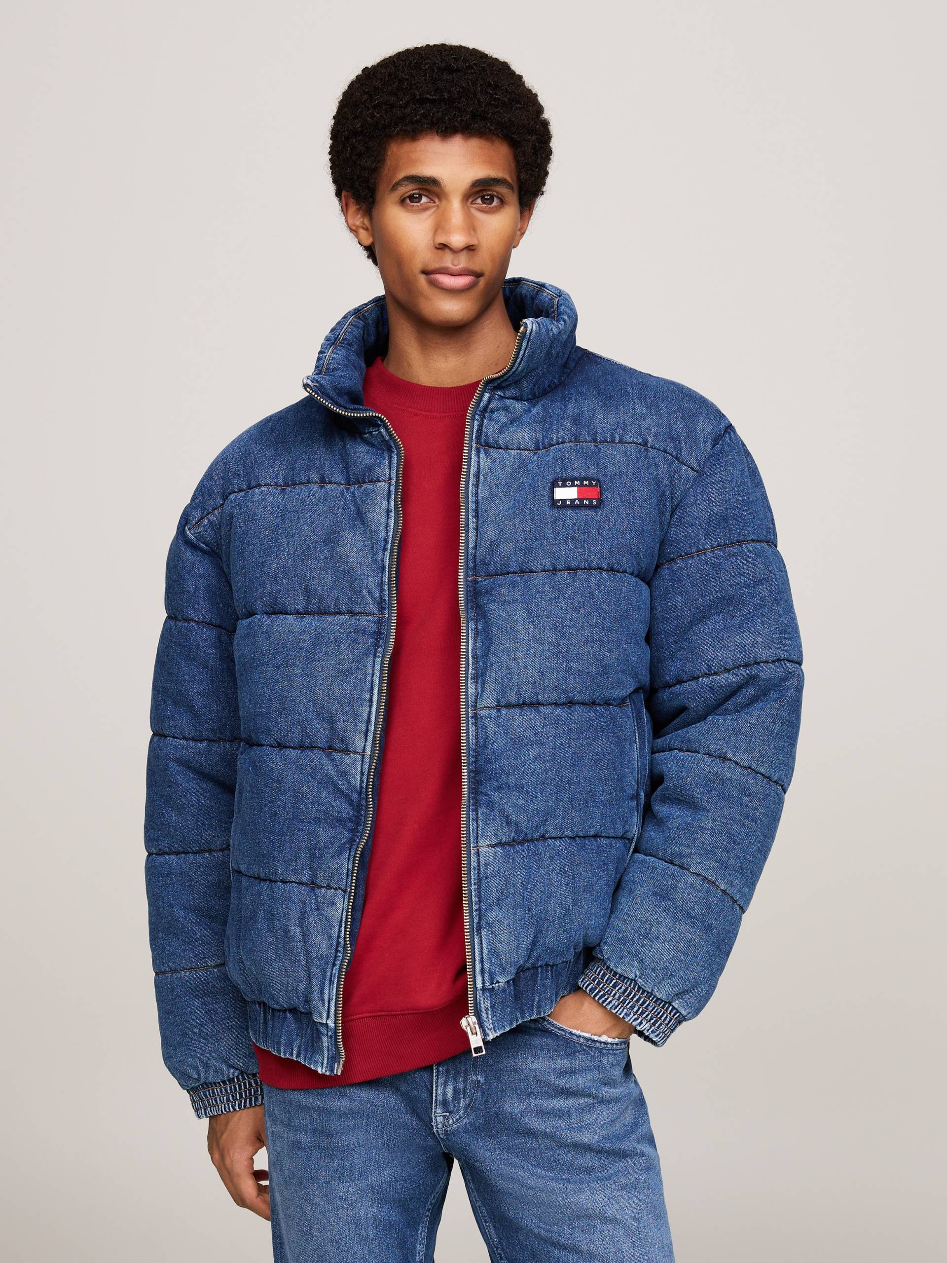 Tommy Jeans Steppjacke »DENIM PUFFER JKT DH6051«, mit bestickten Markenlogo auf Brusthöhe von TOMMY JEANS