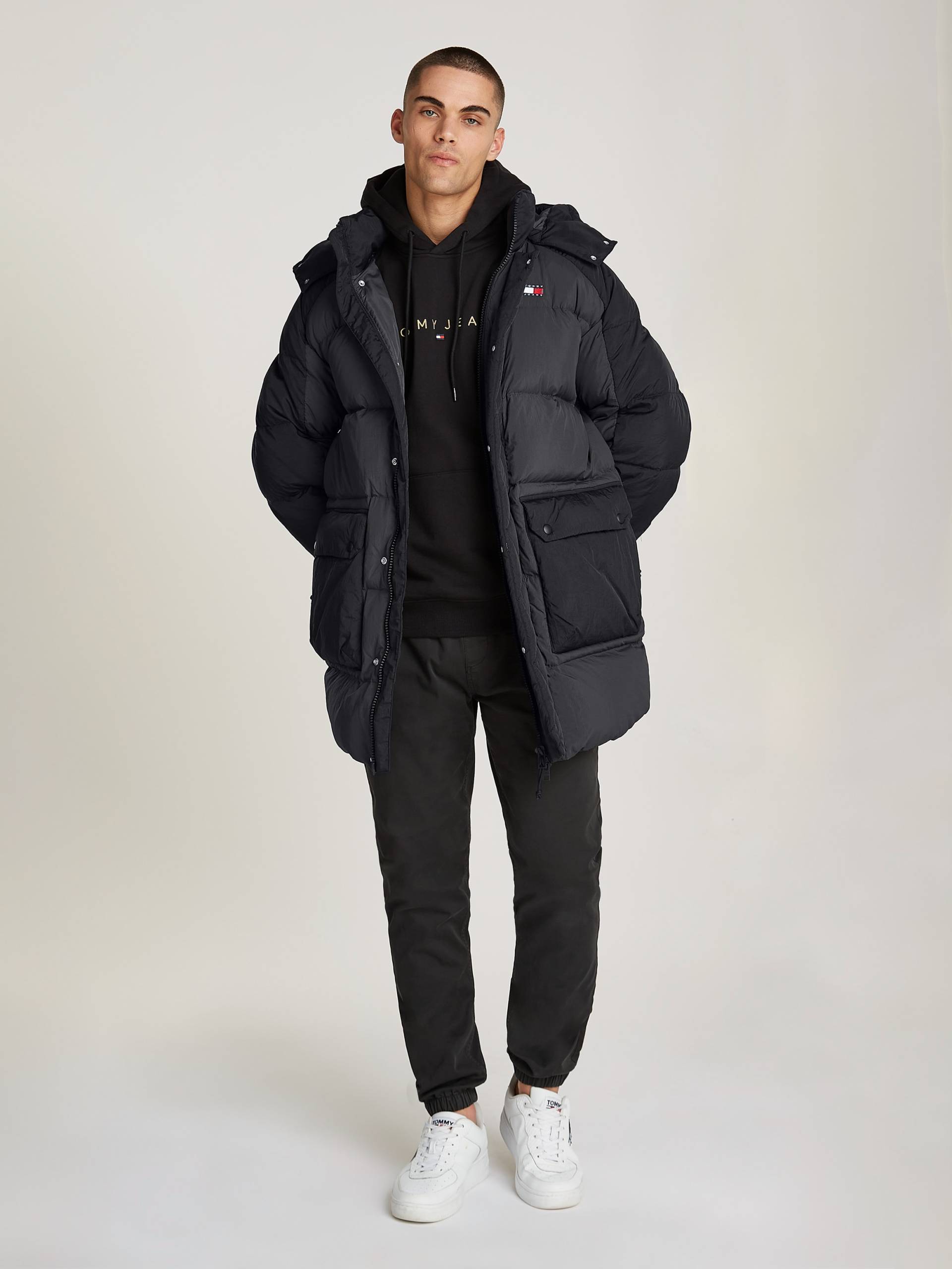 Tommy Jeans Steppmantel »TJM TWO TONE PARKA«, kontrastfarbene Einsätze von TOMMY JEANS